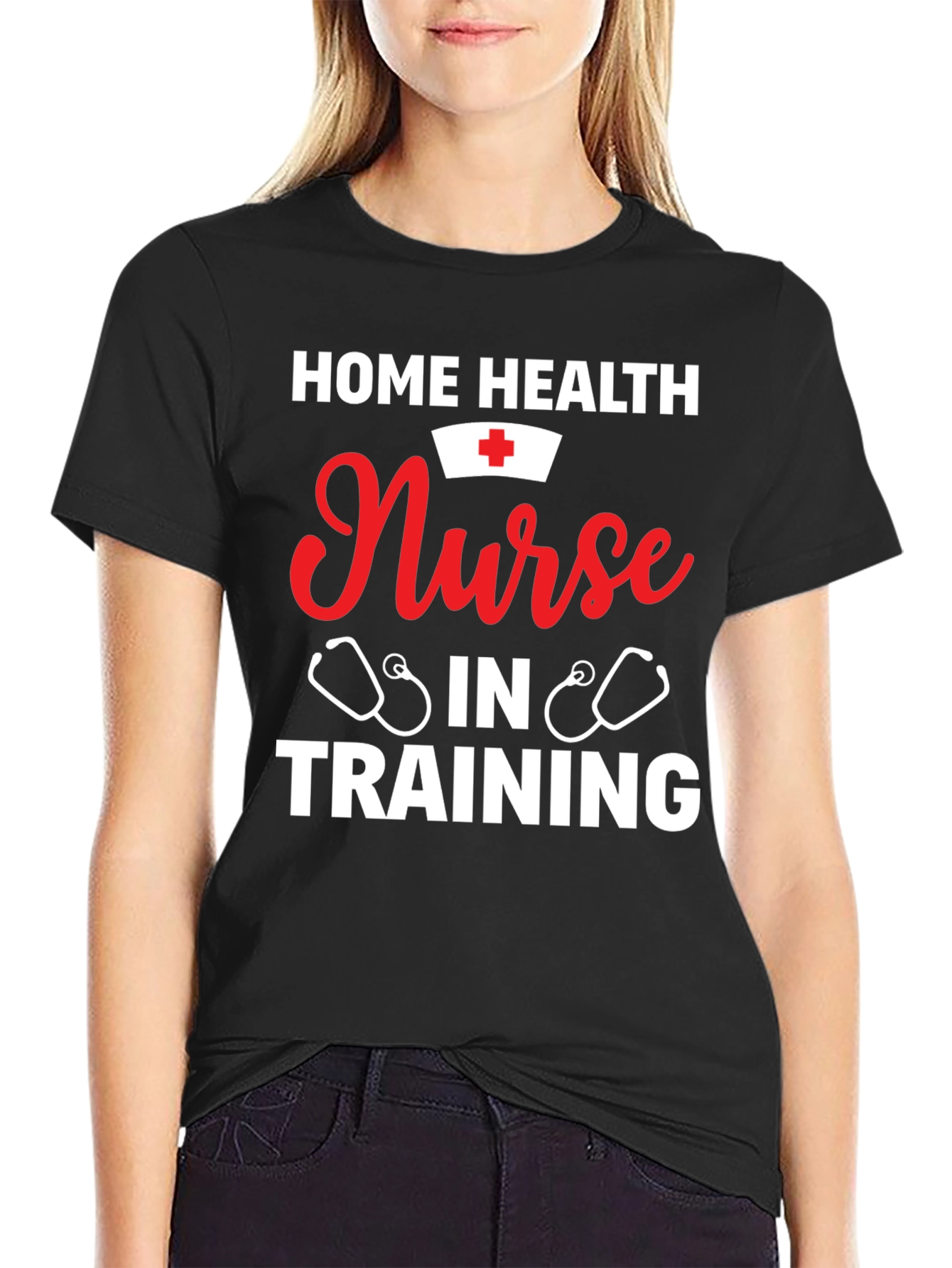 Black Home Health Nurse in Training Graphic T-Shirt view 2