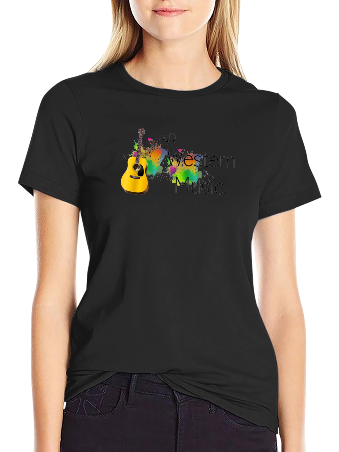 Black Western Music Graphic T-Shirt - Soft Cotton Blend view 2