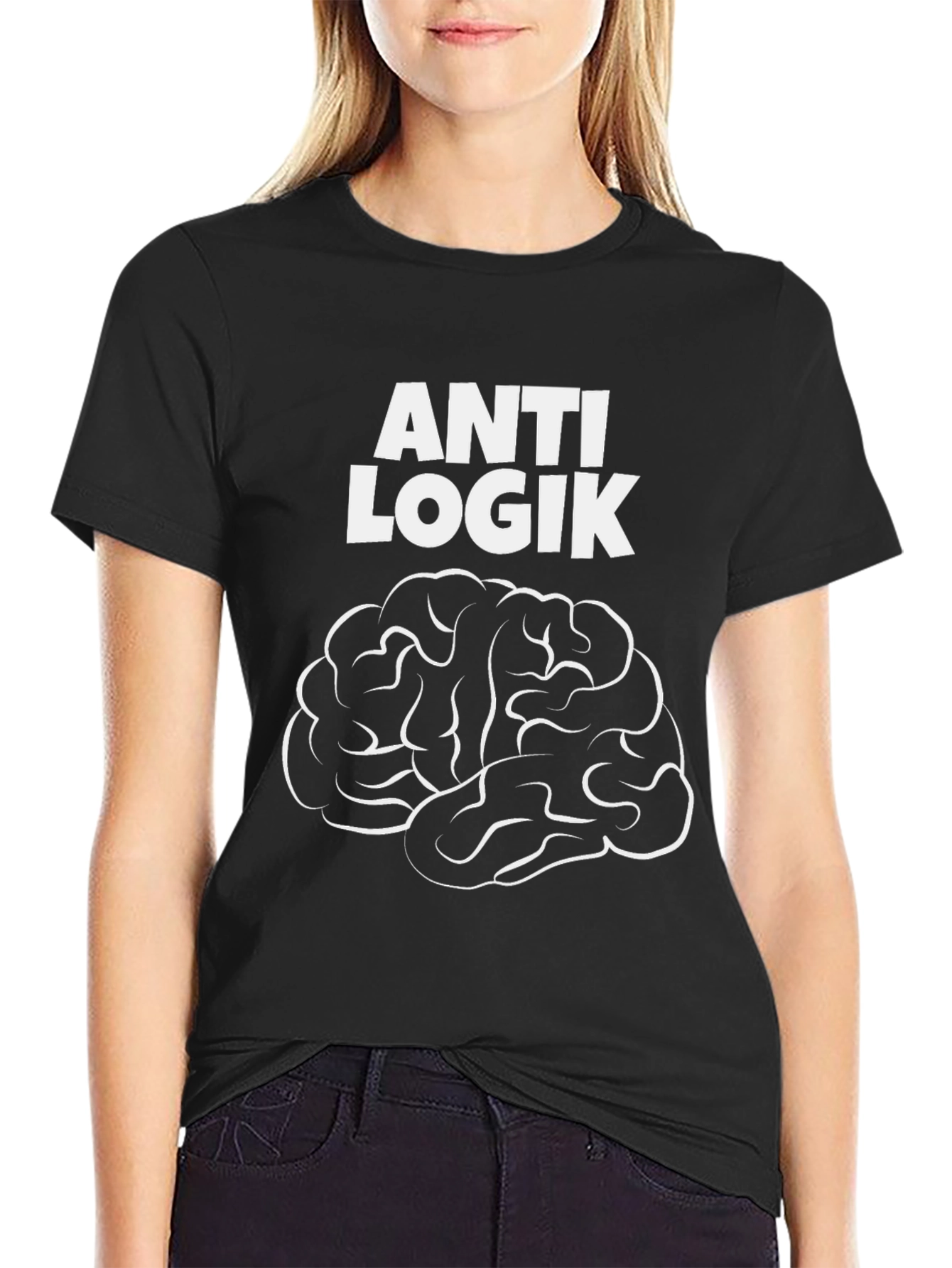 Black Anti Logik Brain Graphic Black T-Shirt view 2