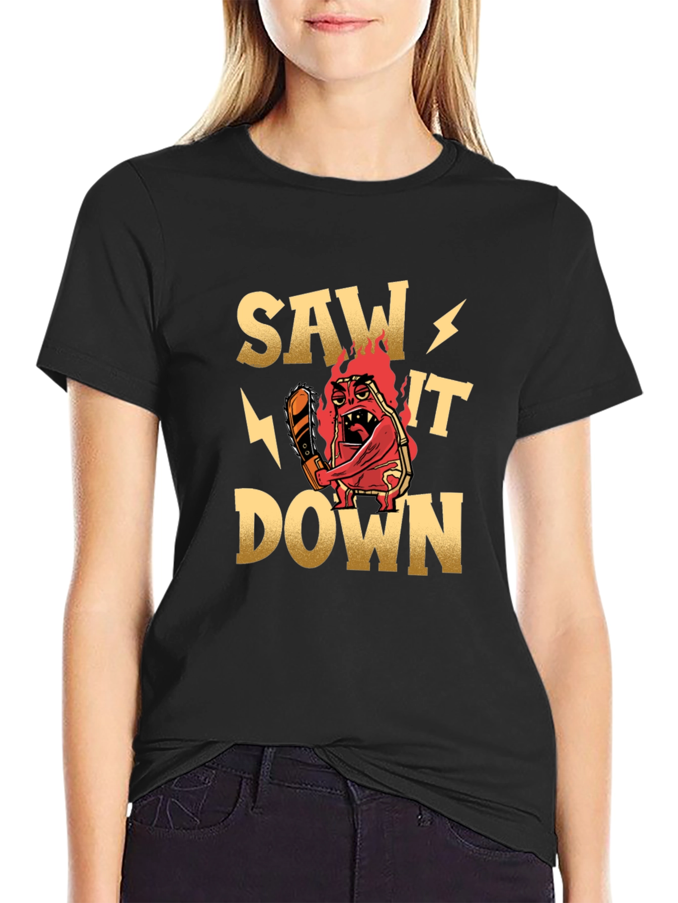 Black Saw It Down Graphic T-Shirt view 2