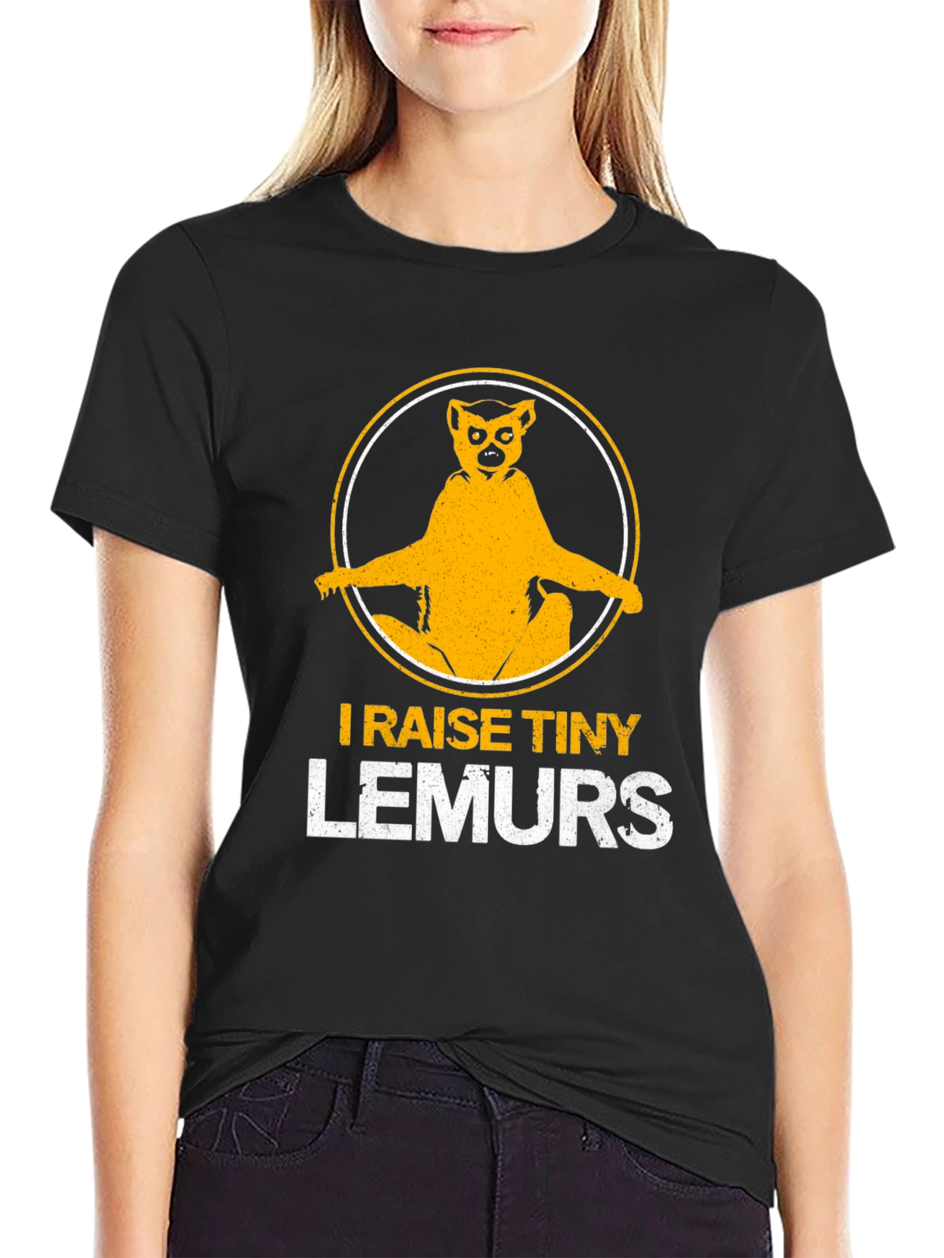 Black I Raise Tiny Lemurs T-Shirt - Funny Animal Lover Tee view 2