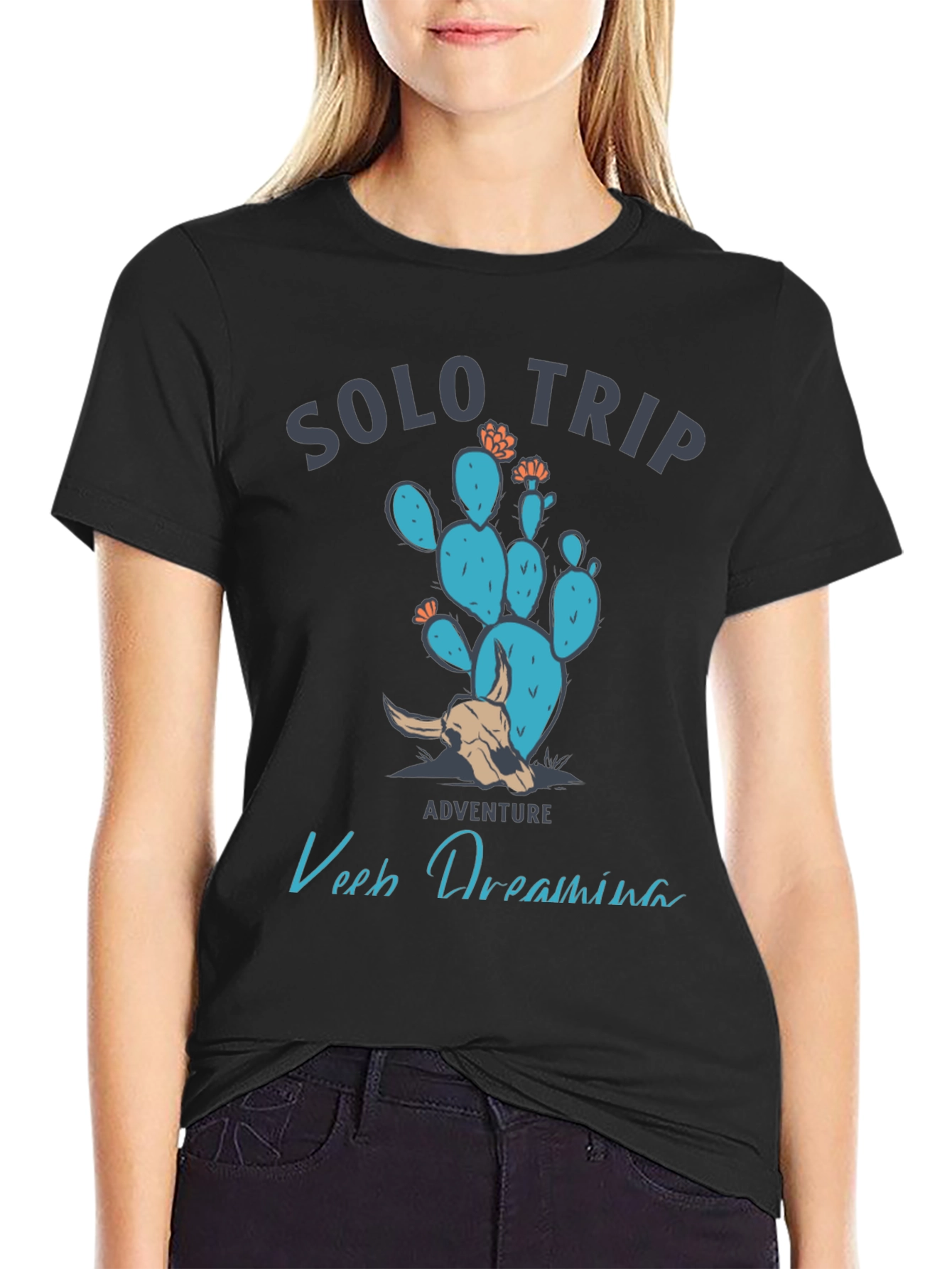 Black Solo Trip Cactus Graphic Tee view 2