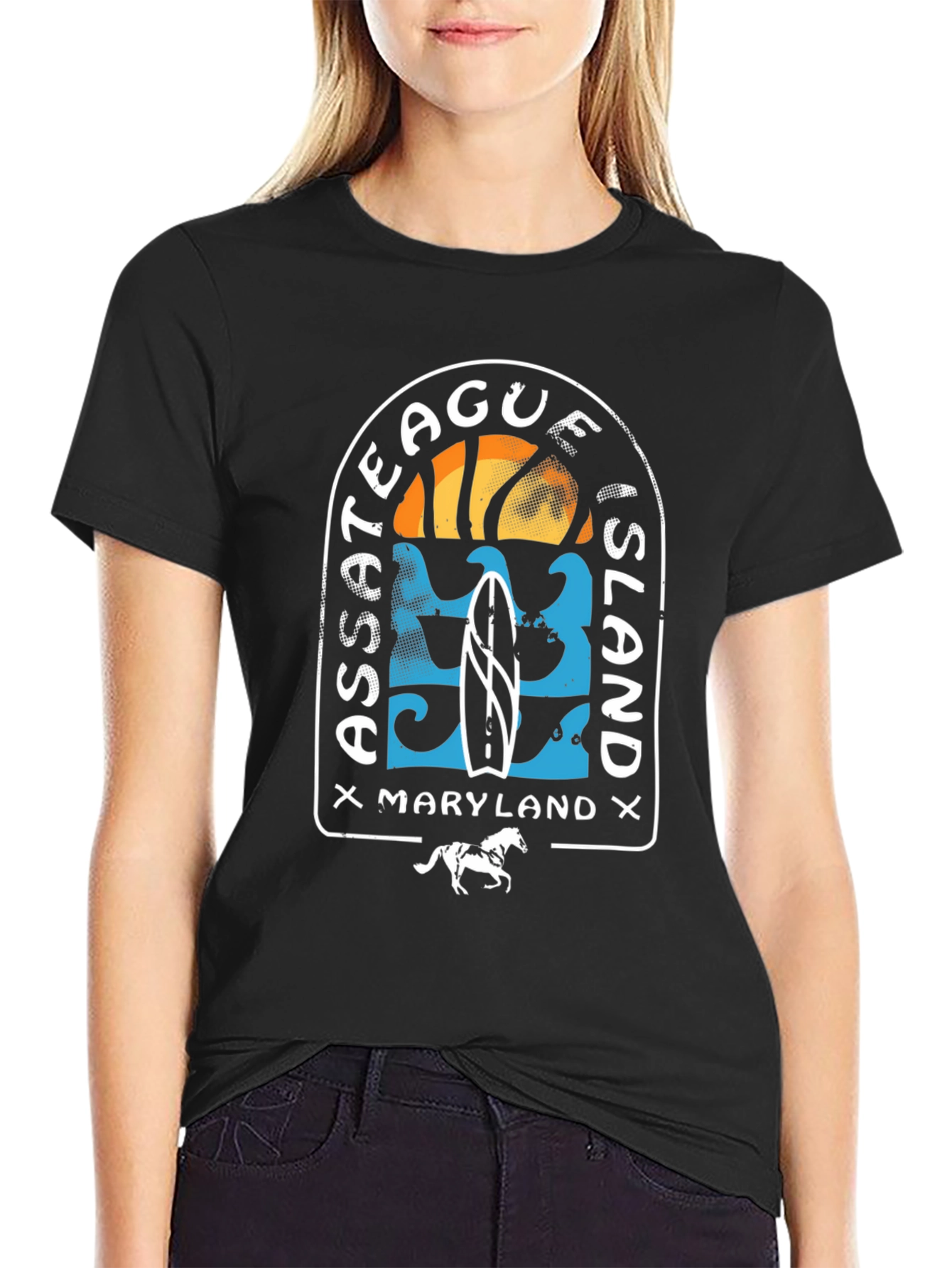 Black Assateague Island Maryland Graphic T-Shirt view 2
