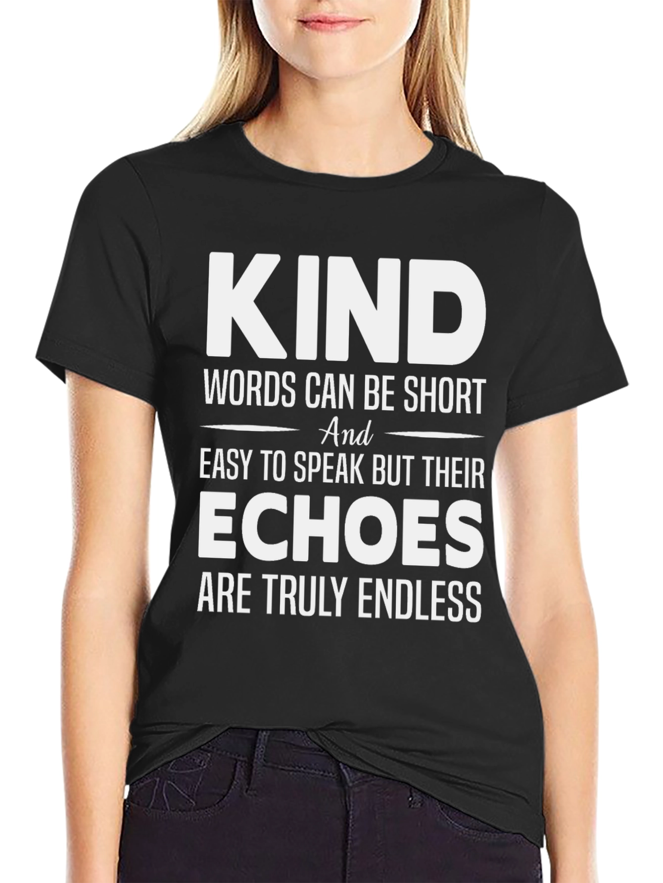 Black Kind Words T-Shirt - Motivational Tee view 2