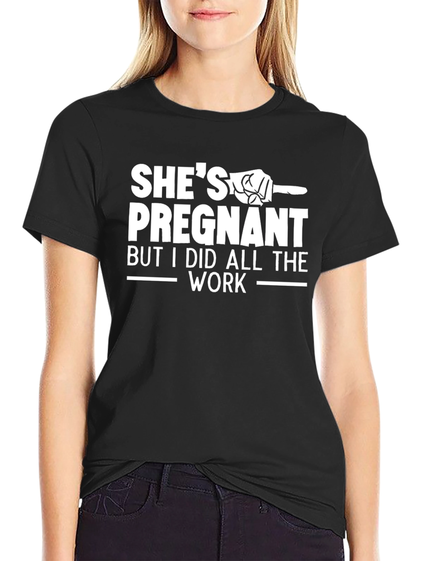 Black Funny Pregnancy Announcement T-Shirt view 2