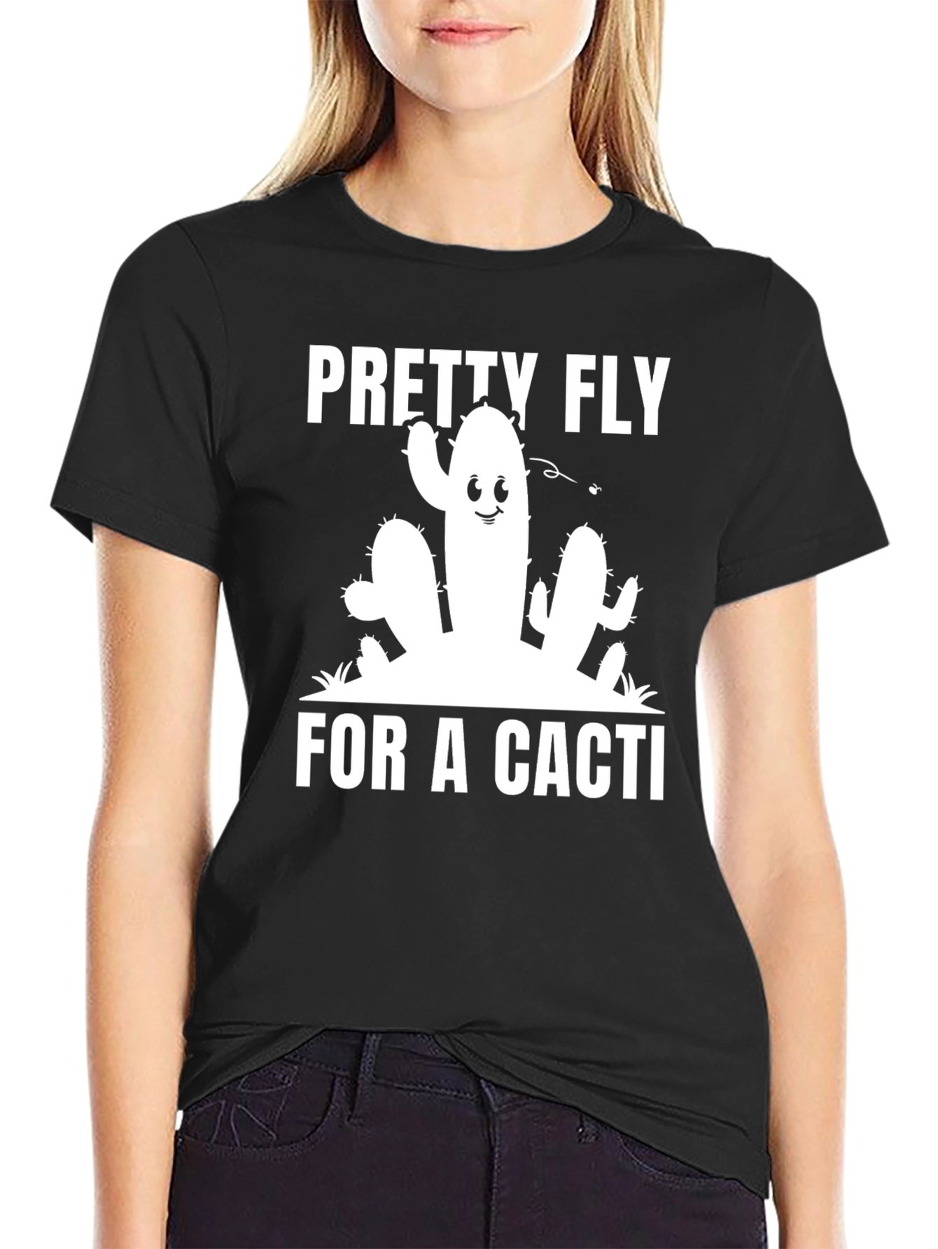 Black Funny Cacti Graphic T-Shirt - Pretty Fly Design view 2