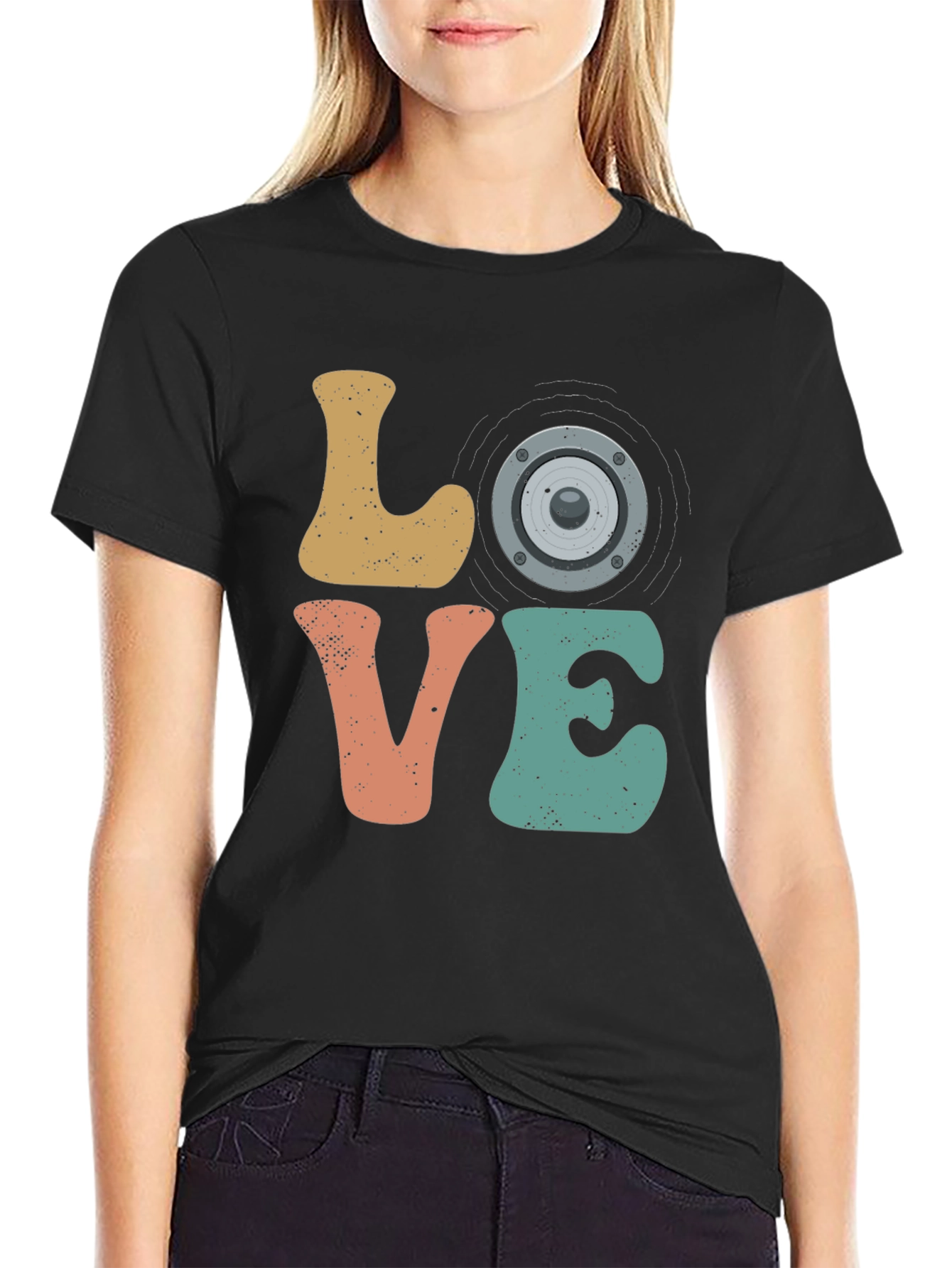 Black Love Speaker T-Shirt - Music Lover Tee view 2