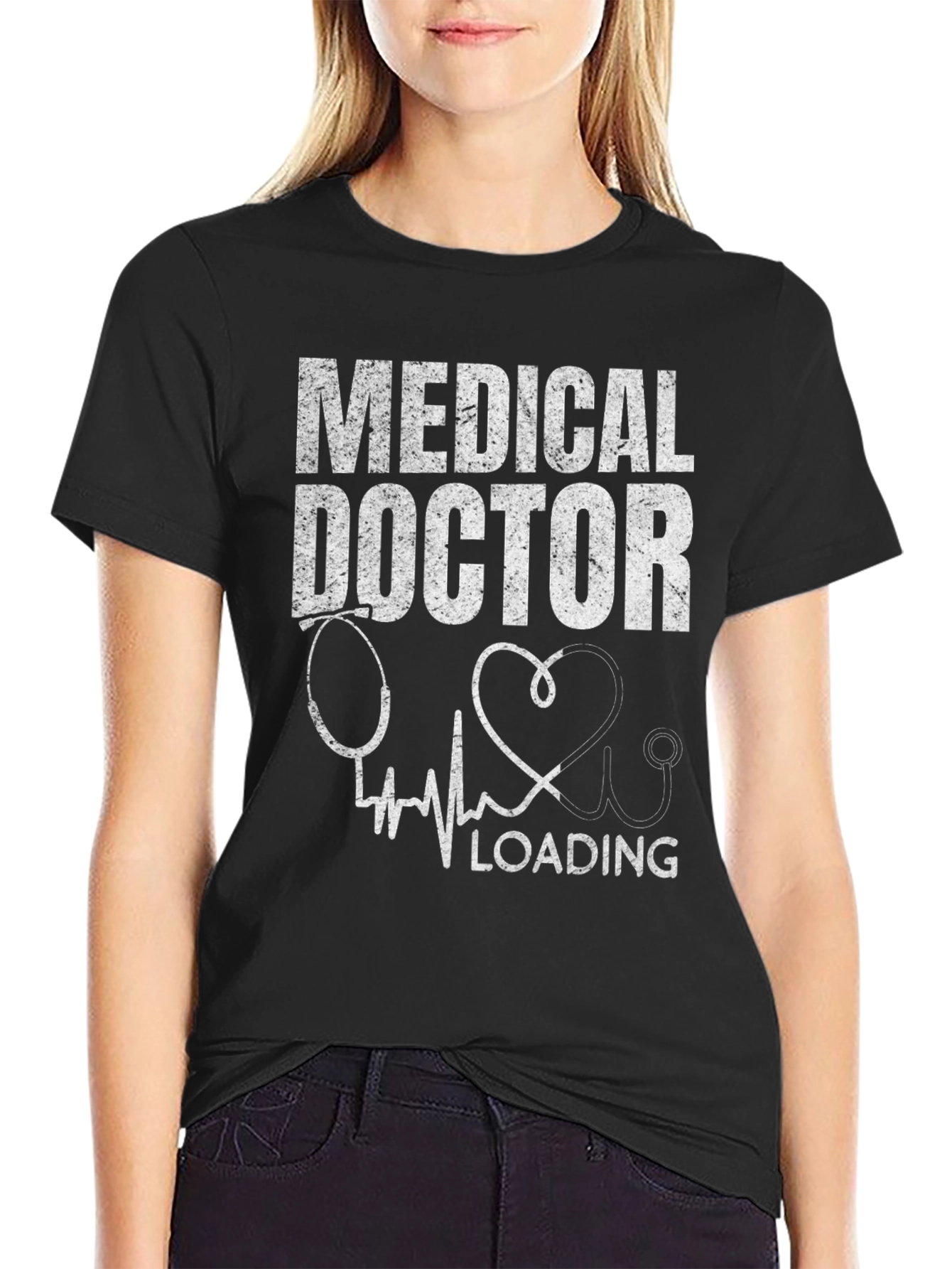 Black Medical Doctor Loading Graphic T-Shirt view 2