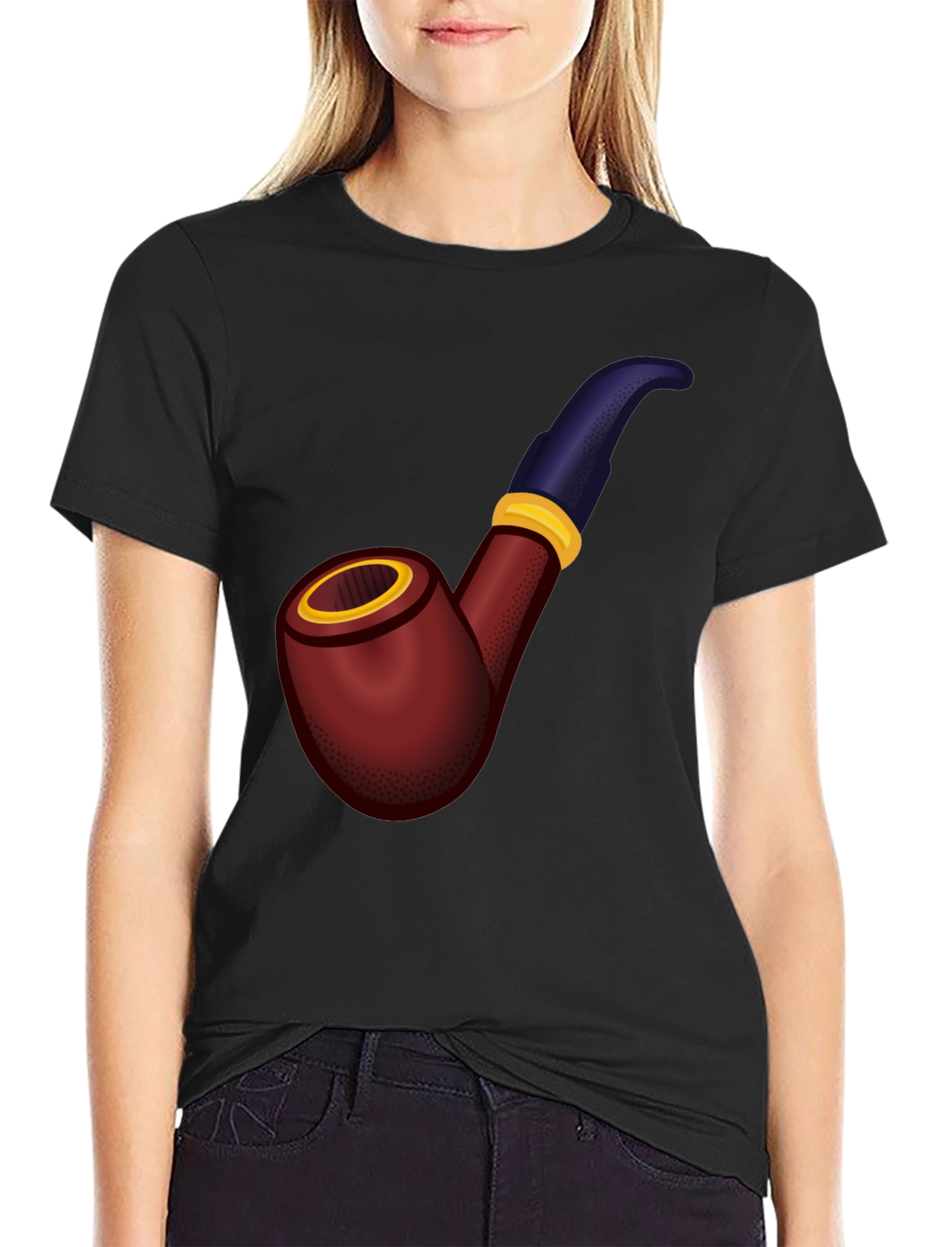 Black Smoking Pipe Graphic Tee - Classic Style view 2