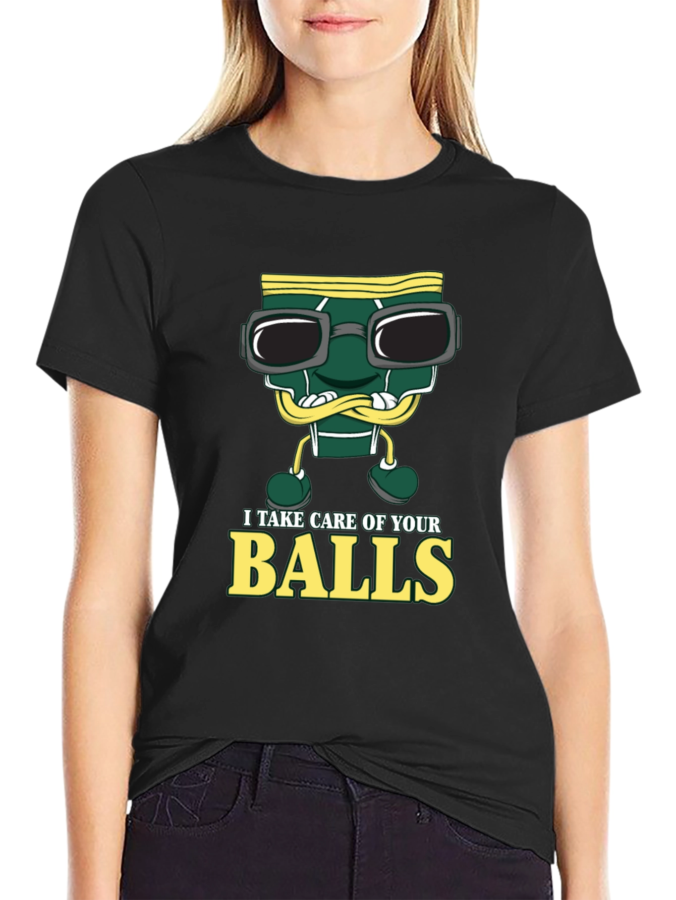 Black Humorous Underwear Balls T-Shirt view 2