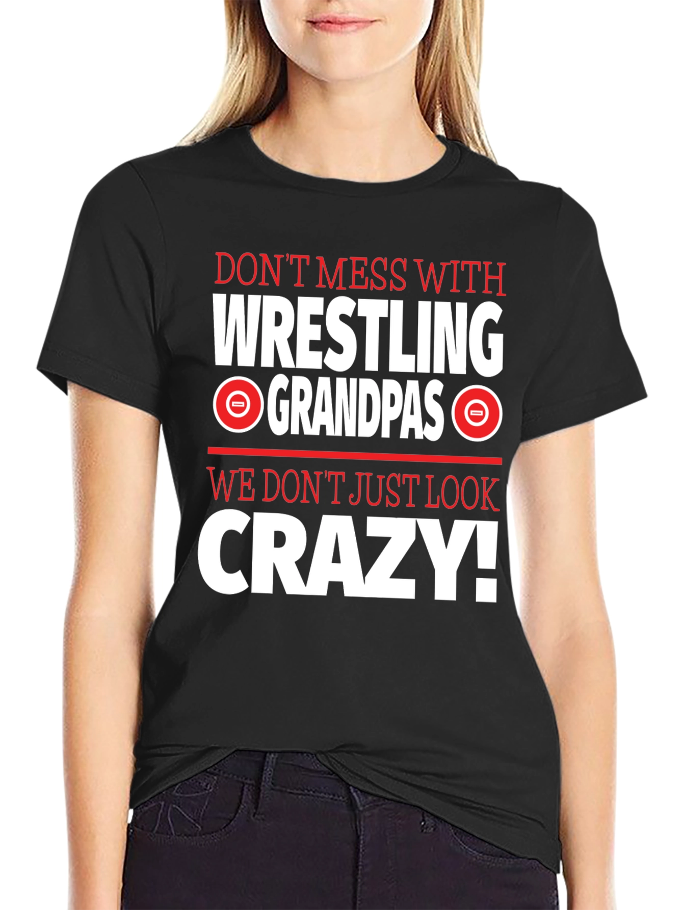 Black Wrestling Grandpas Graphic Tee - Don't Mess With Crazy! view 2