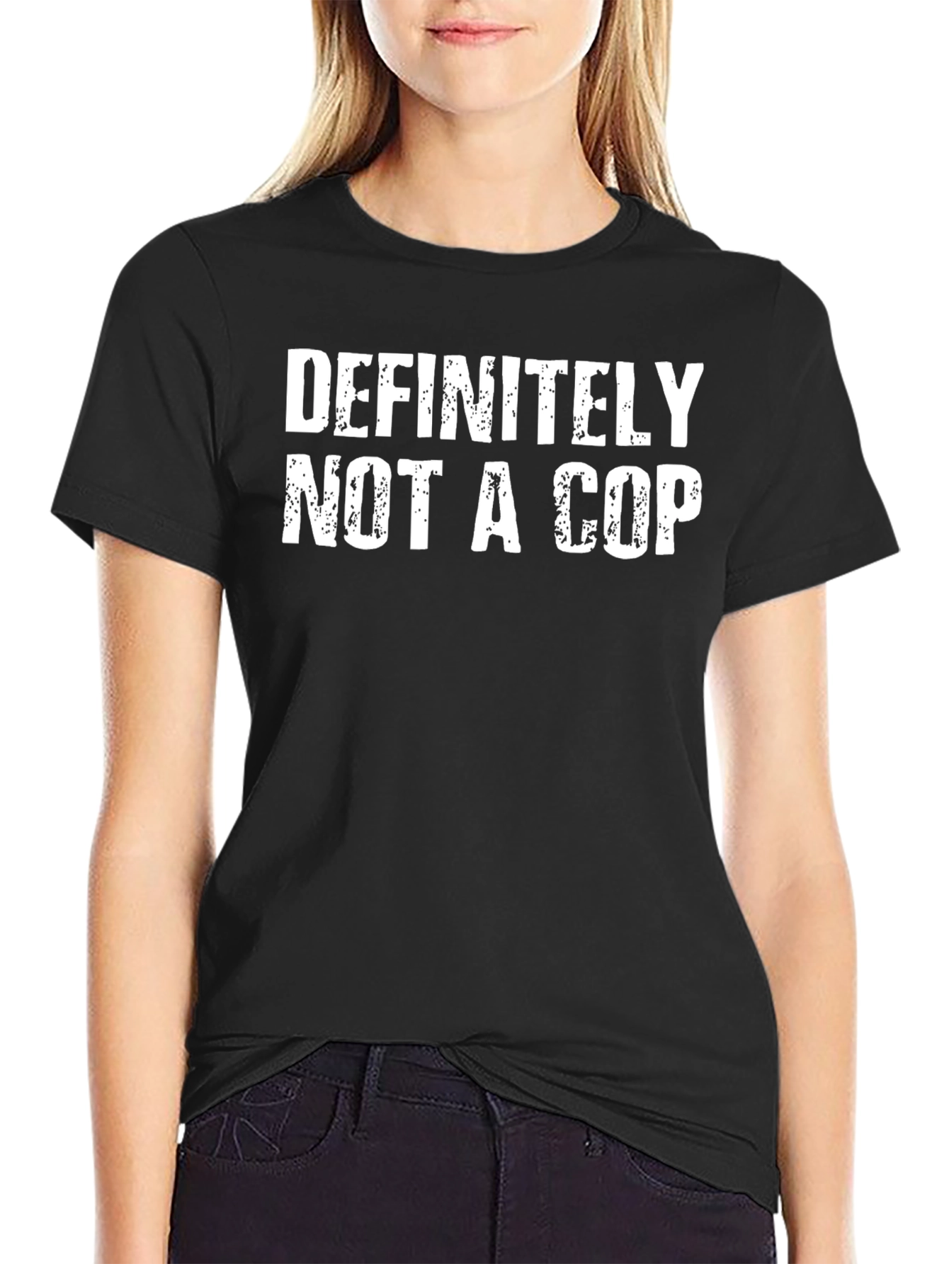 Black Definitely Not a Cop - Funny Graphic Tee view 2