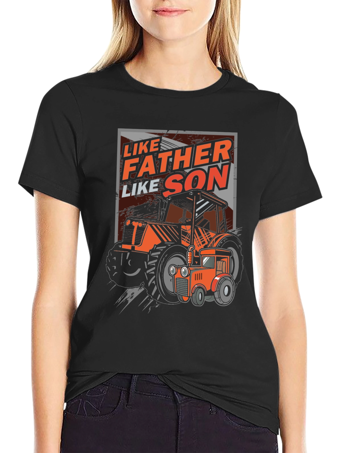 Black Like Father Like Son Tractor Graphic T-Shirt view 2
