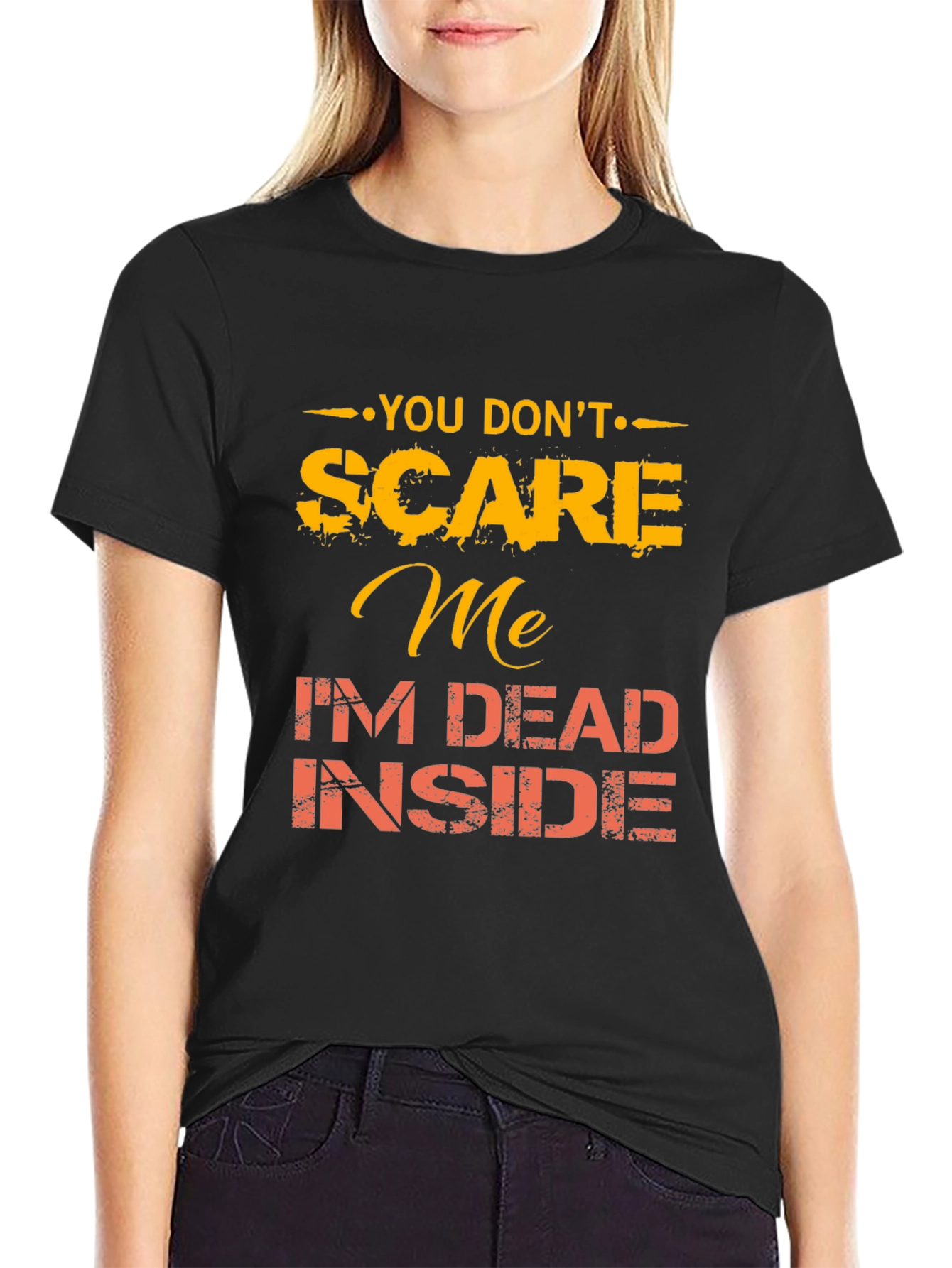 Black You Don't Scare Me Funny Graphic Tee view 2