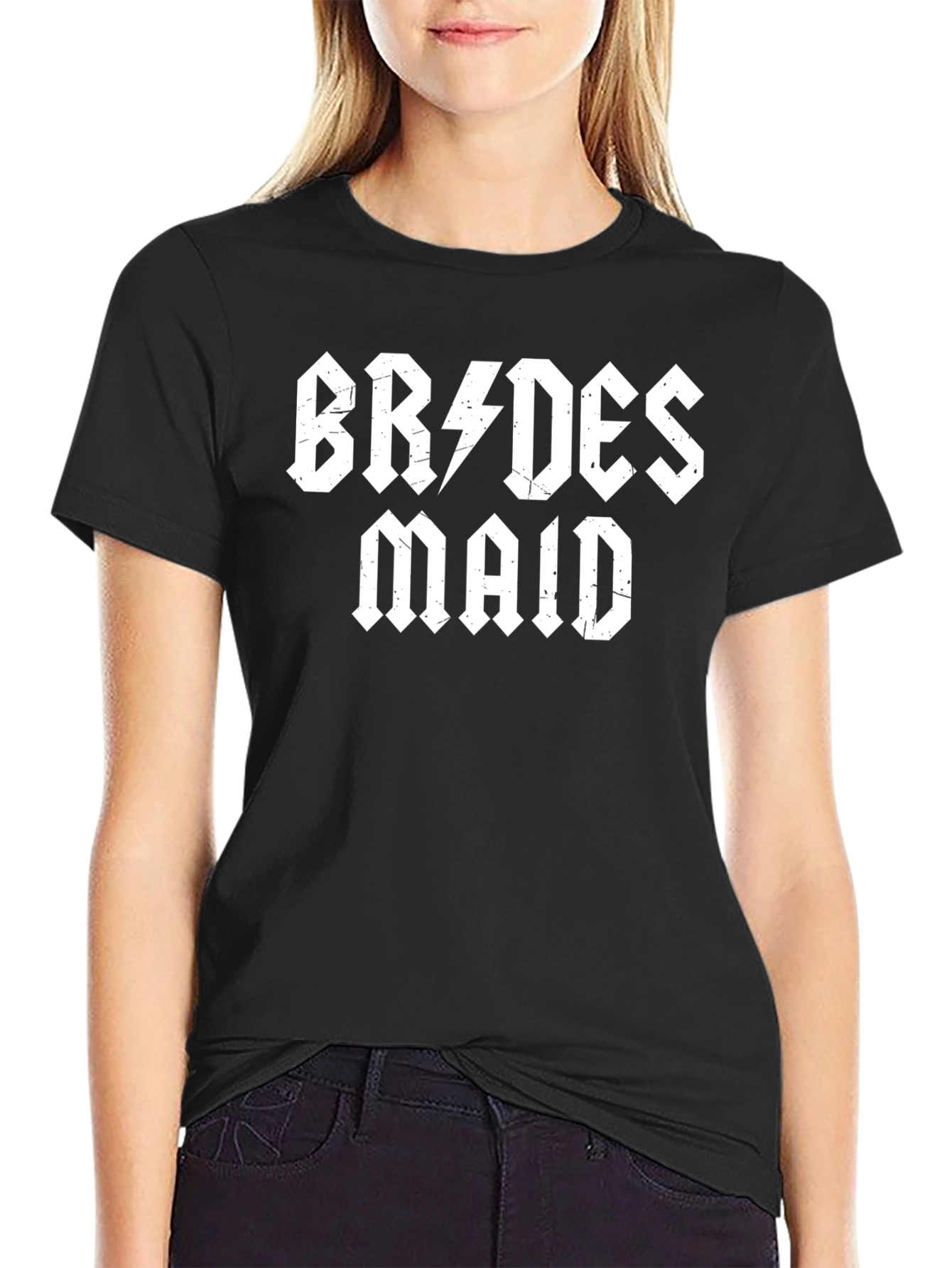 Bridesmaid Rock N Roll Style Black T-Shirt - 2