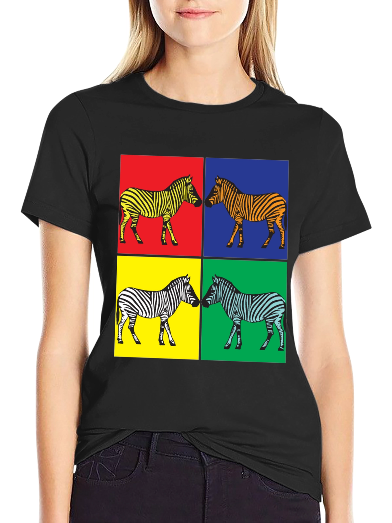 Black Pop Art Zebra Graphic Tee - Stylish Men's T-Shirt view 2
