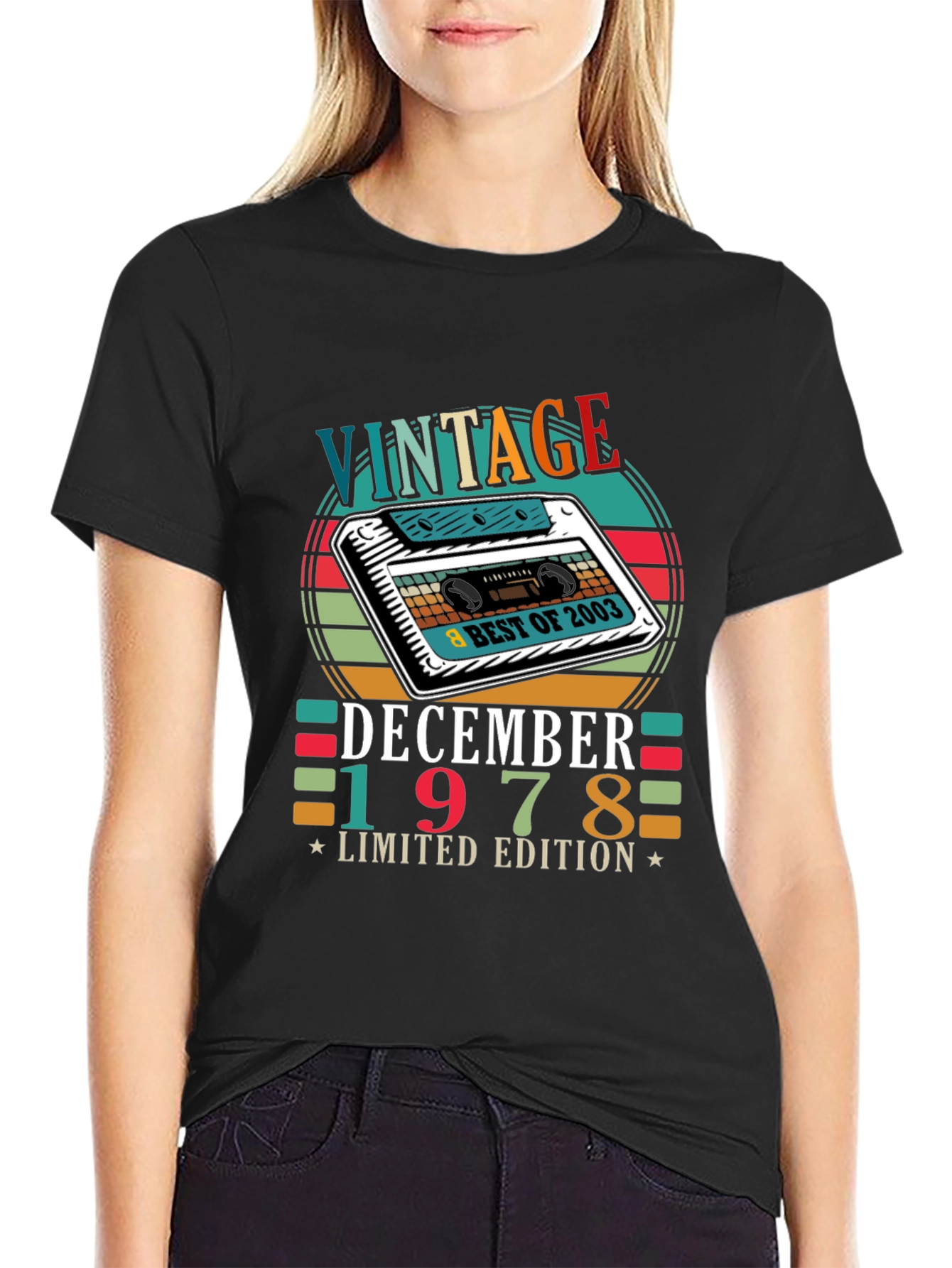 Black Vintage December 1978 Limited Edition Cassette T-Shirt view 2