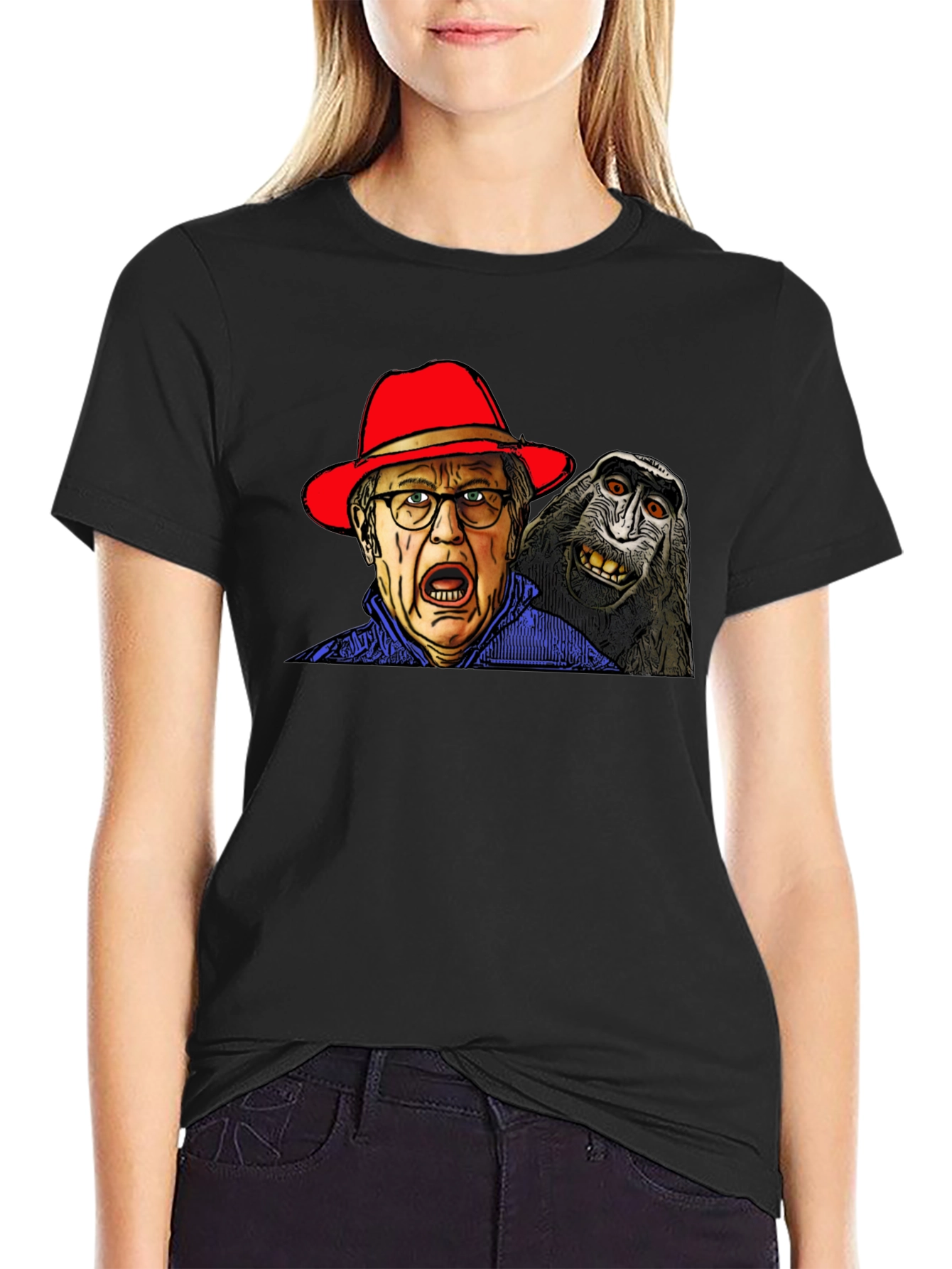 Black Strange Men's T-Shirt with Monkey view 2
