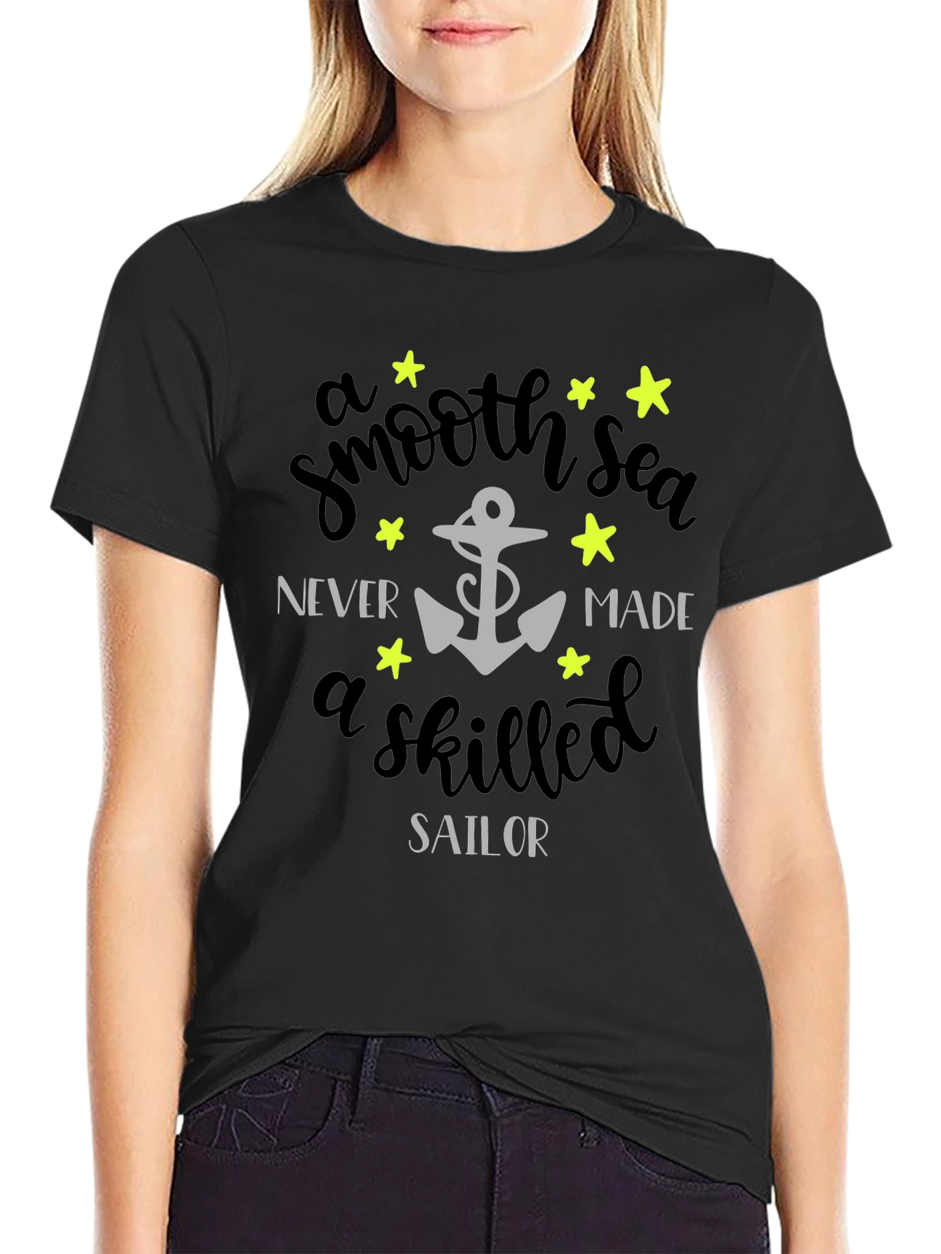 Black Smooth Sea Skilled Sailor Graphic Tee - Black view 2
