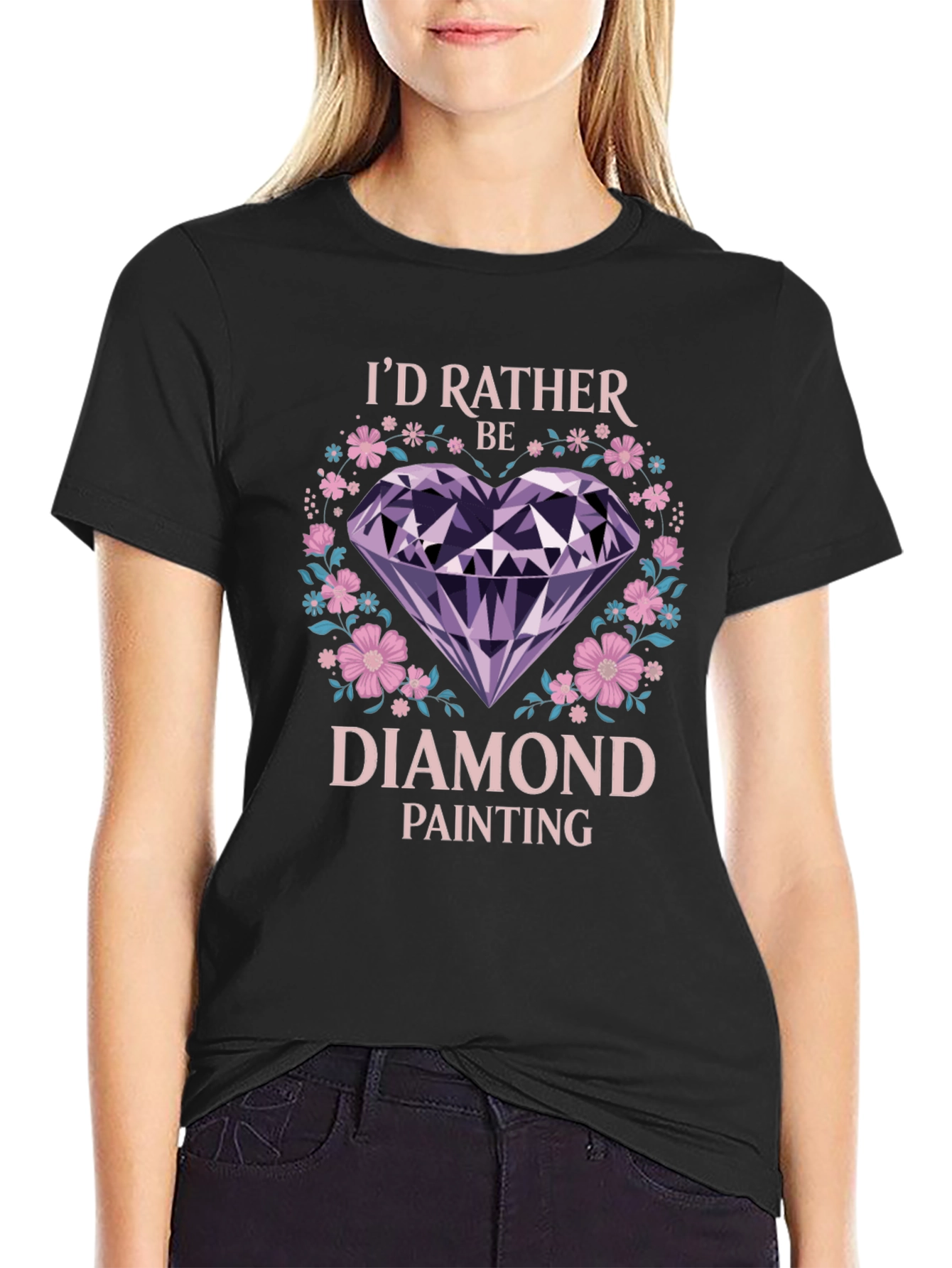 Black I'd Rather Be Diamond Painting T-Shirt view 2