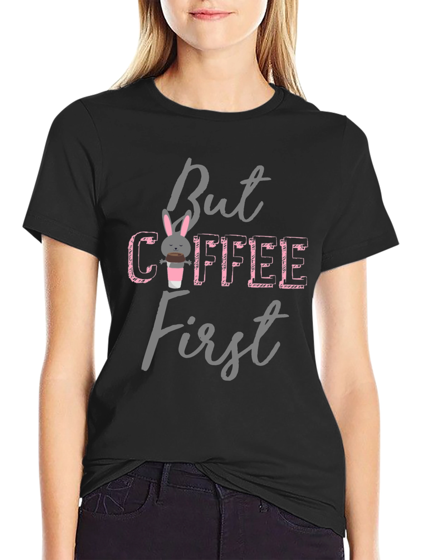 Black But Coffee First Bunny T-Shirt view 2