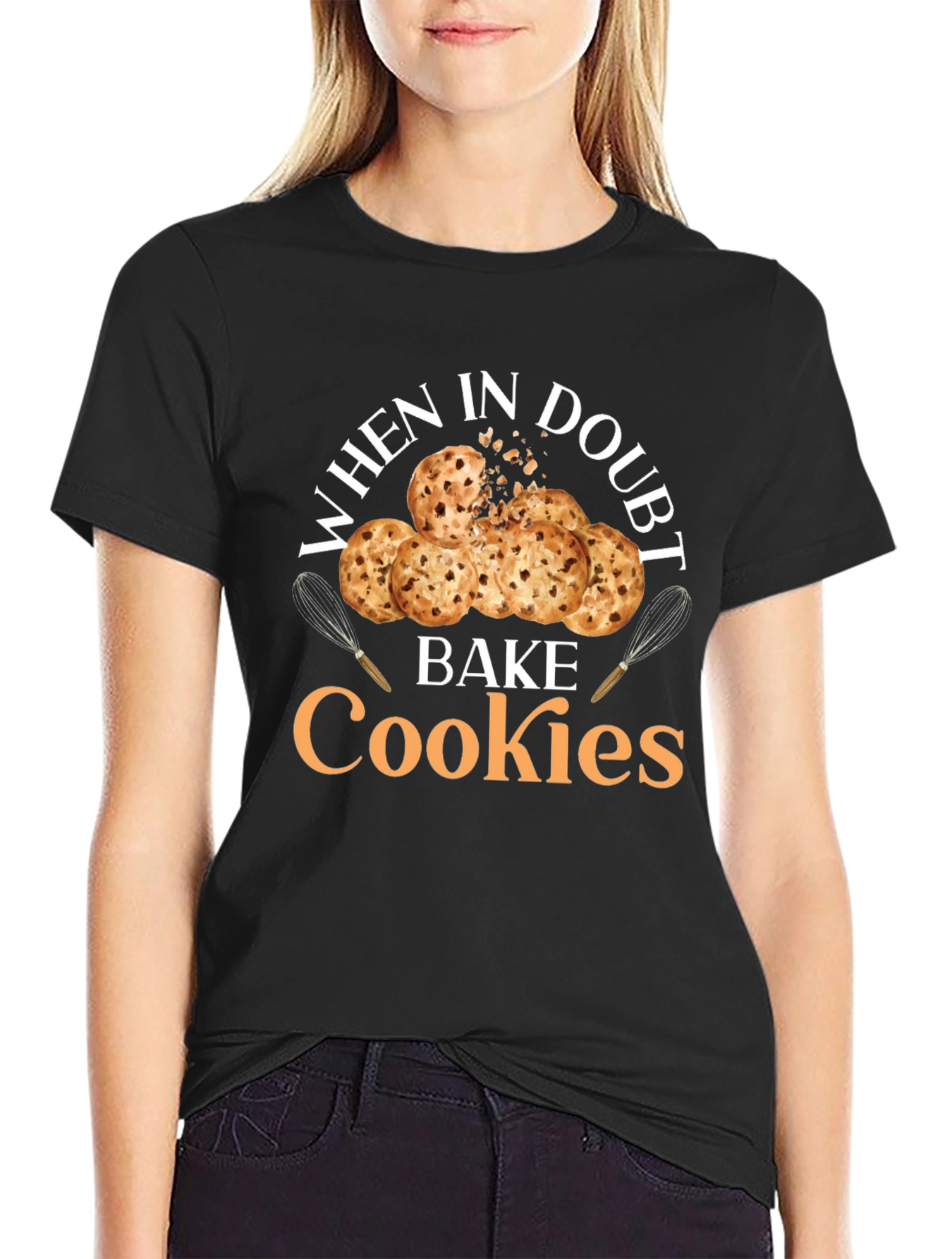 Black When in Doubt Bake Cookies T-Shirt view 2