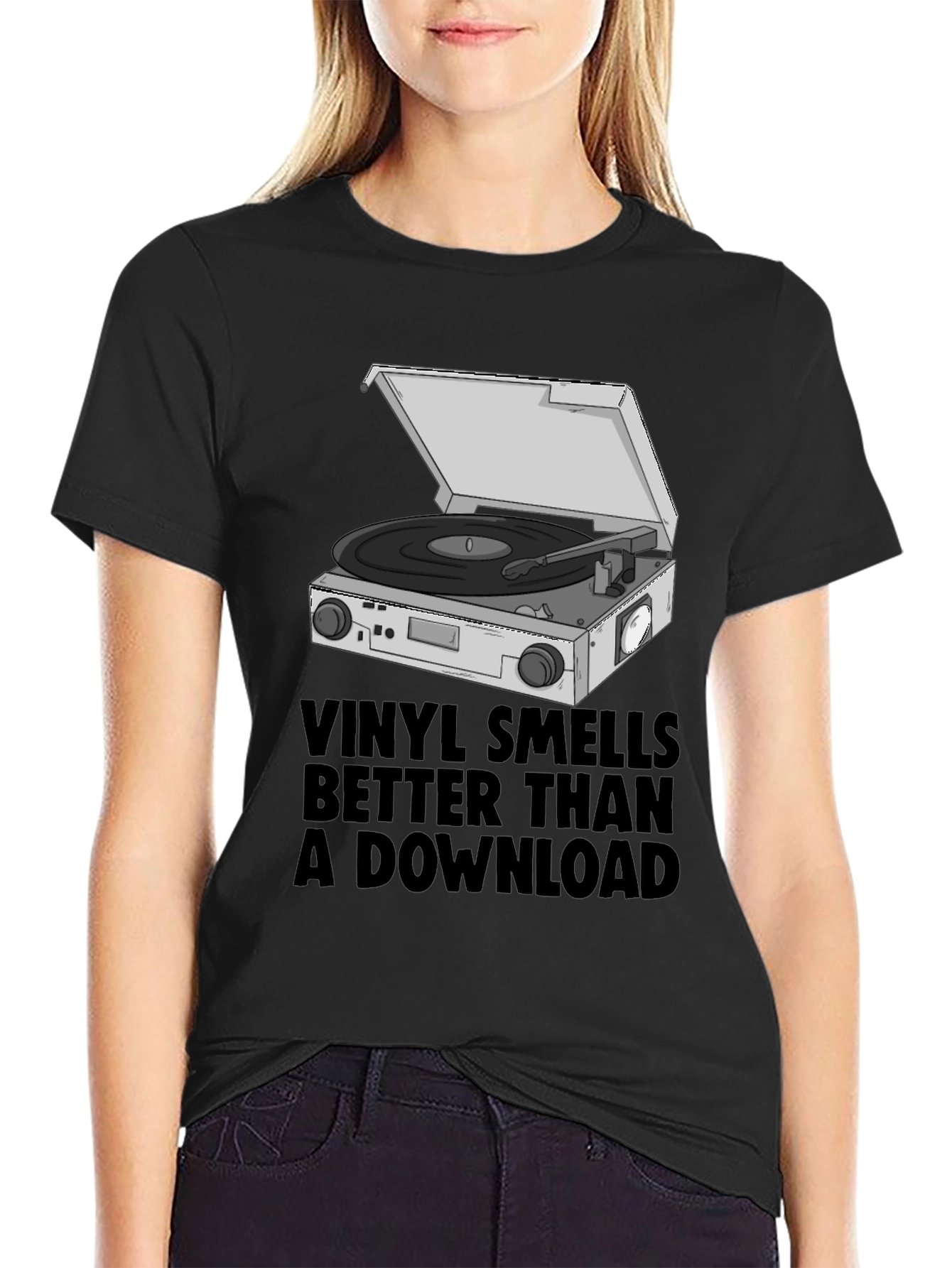 Black Vinyl Smells Better T-Shirt view 2