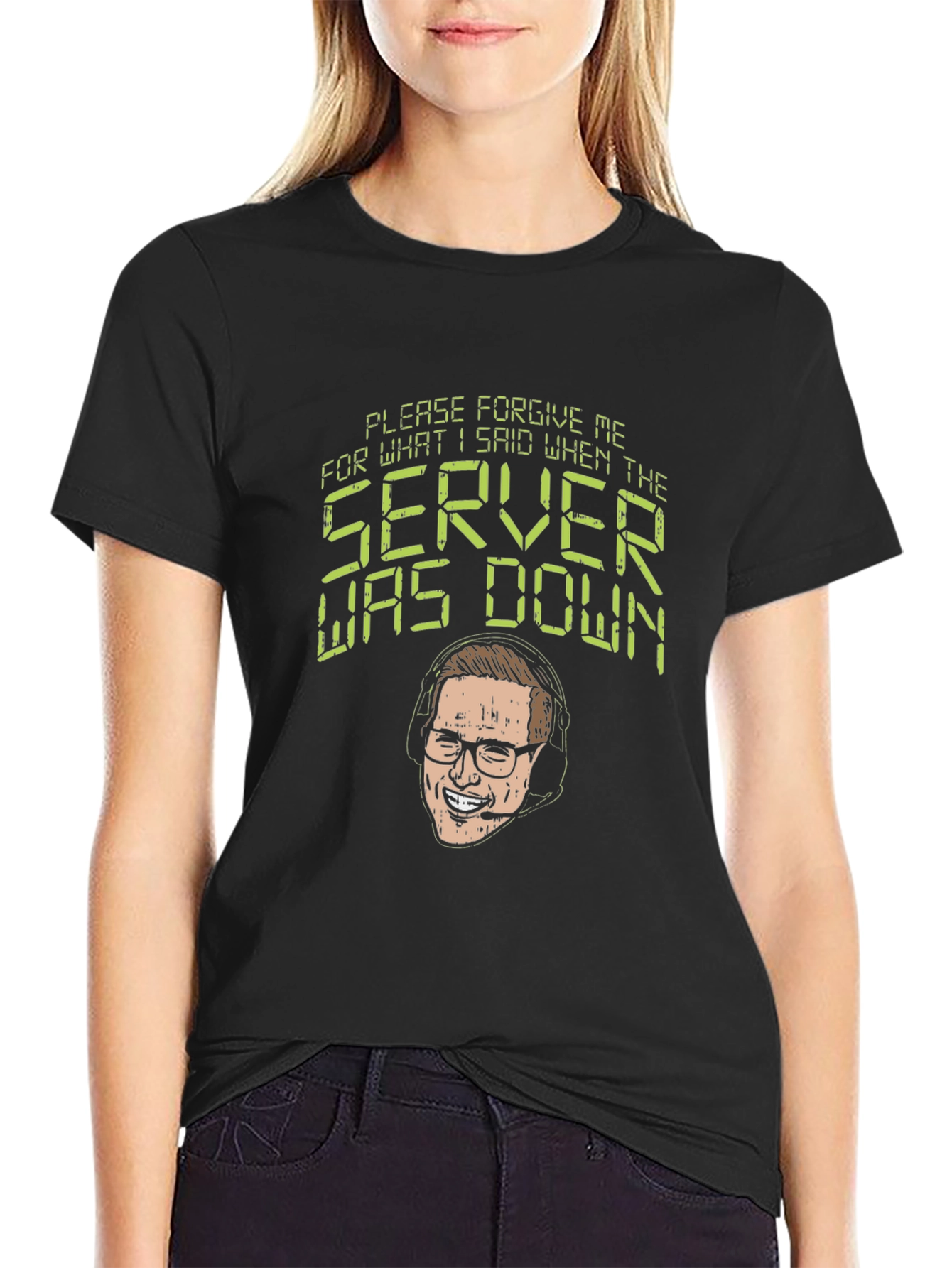 Black Forgive Me Server Was Down T-Shirt view 2