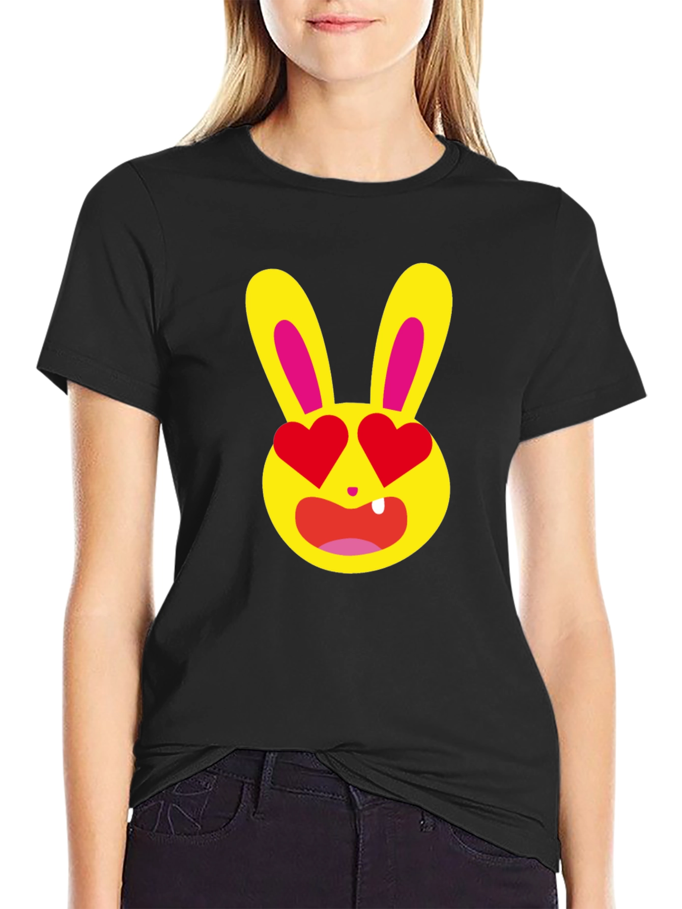 Black Love Bunny T-Shirt - Unique Graphic Tee view 2