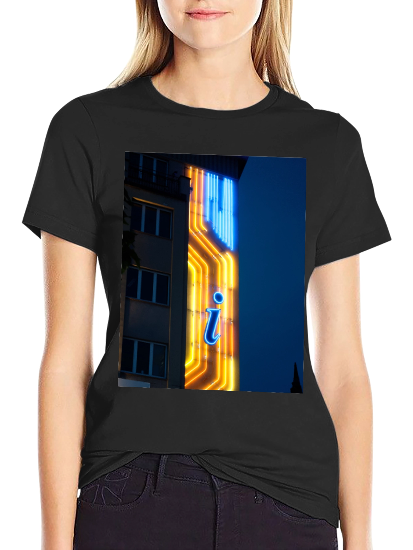 Black Neon Sign Graphic T-Shirt view 2