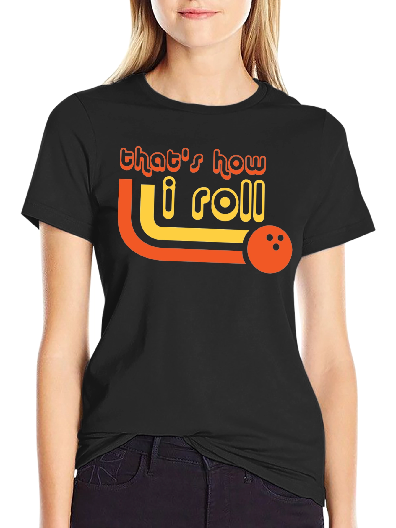 Black That's How I Roll Bowling T-Shirt view 2