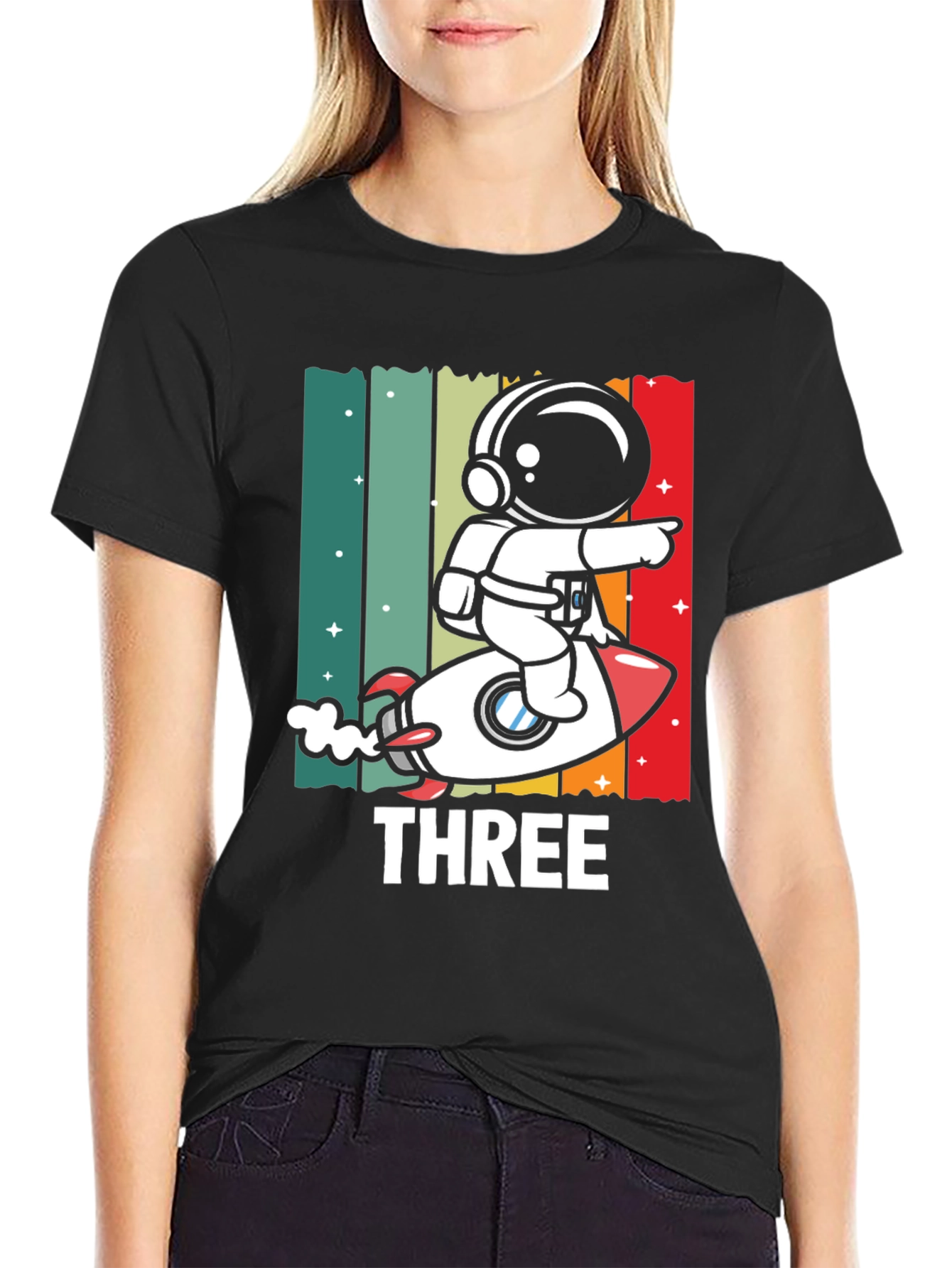 Black Astronaut Third Birthday T-Shirt view 2