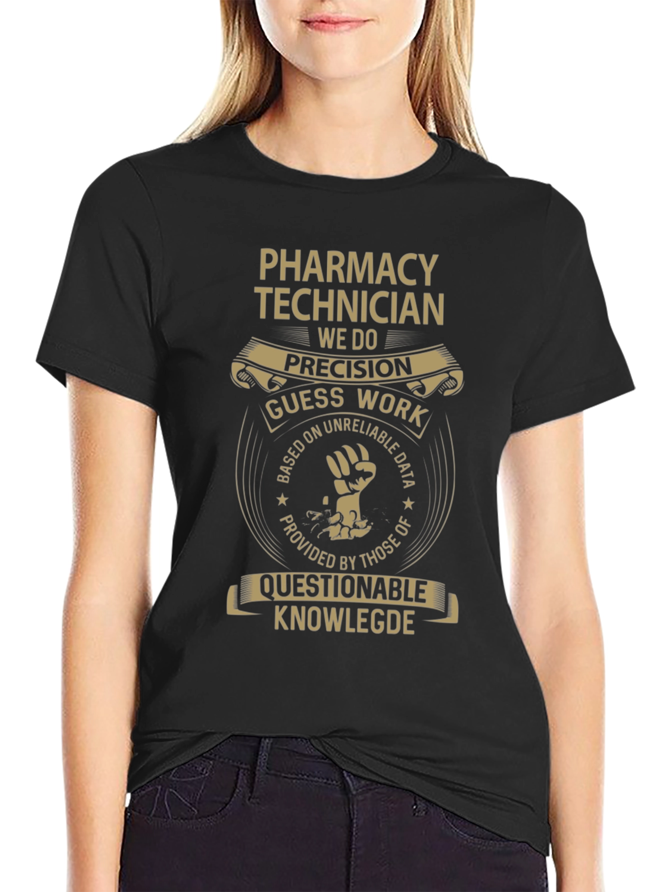 Black Pharmacy Technician Graphic T-Shirt - Precision & Humor view 2