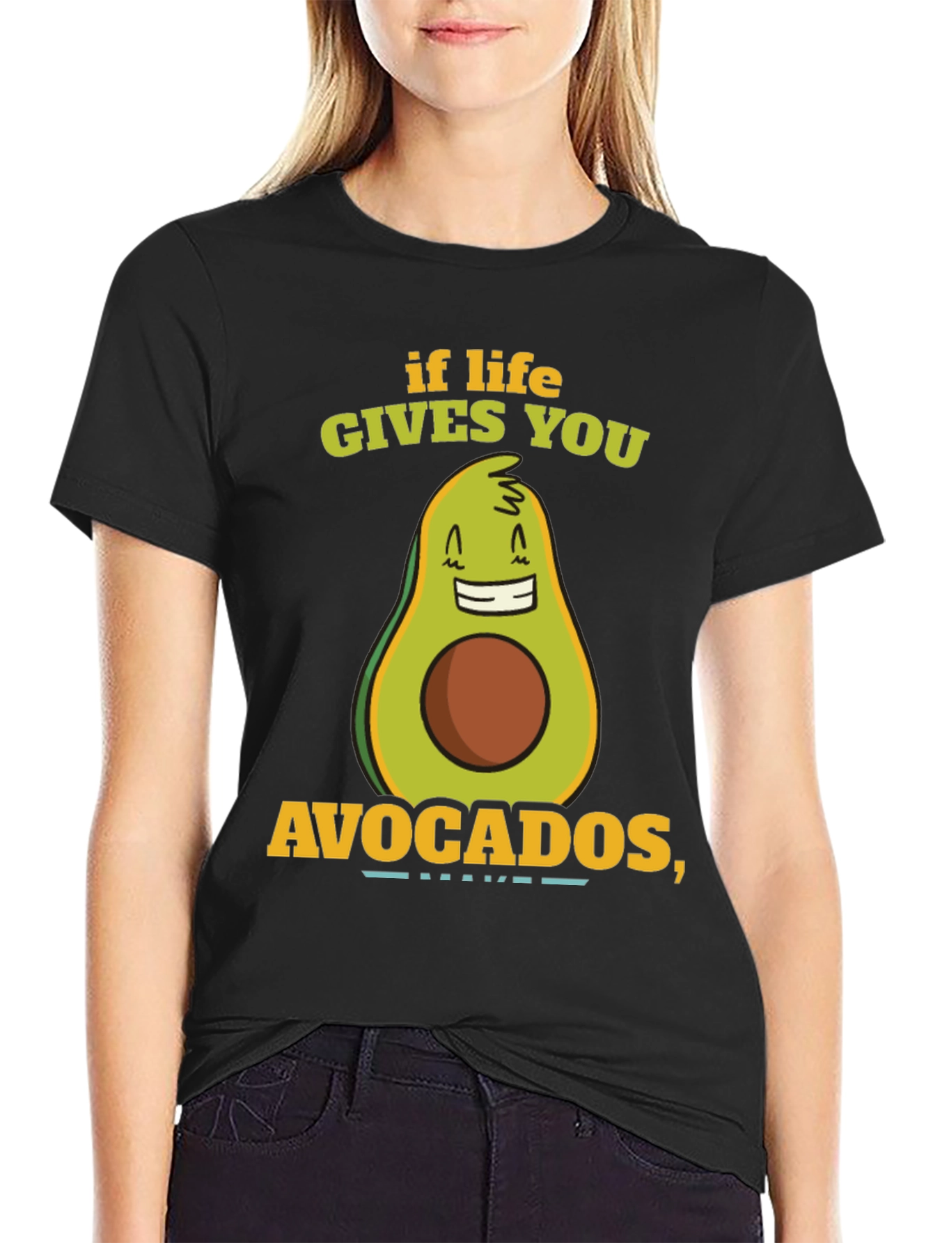 Black Funny Avocado T-Shirt - If Life Gives You Avocados view 2