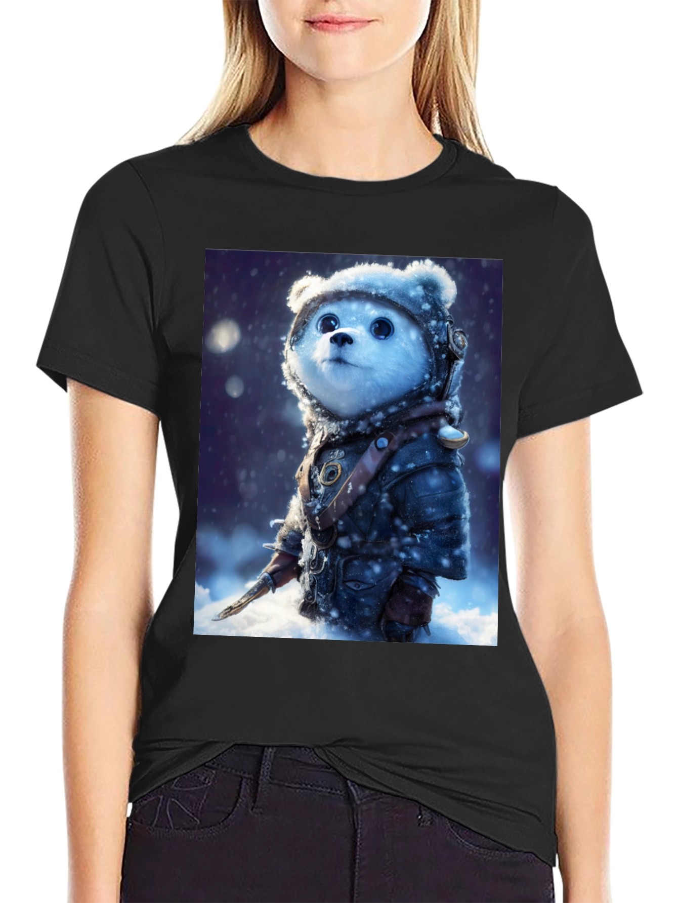 Black Bear Warrior T-Shirt - Snowy Adventure view 2