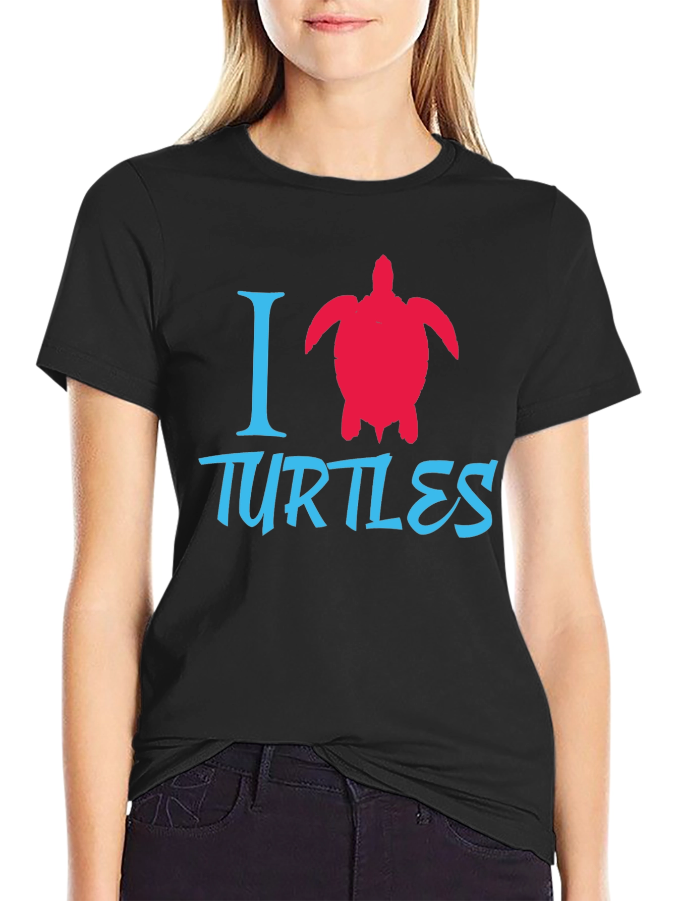 Black I Love Turtles Graphic Tee - Black view 2