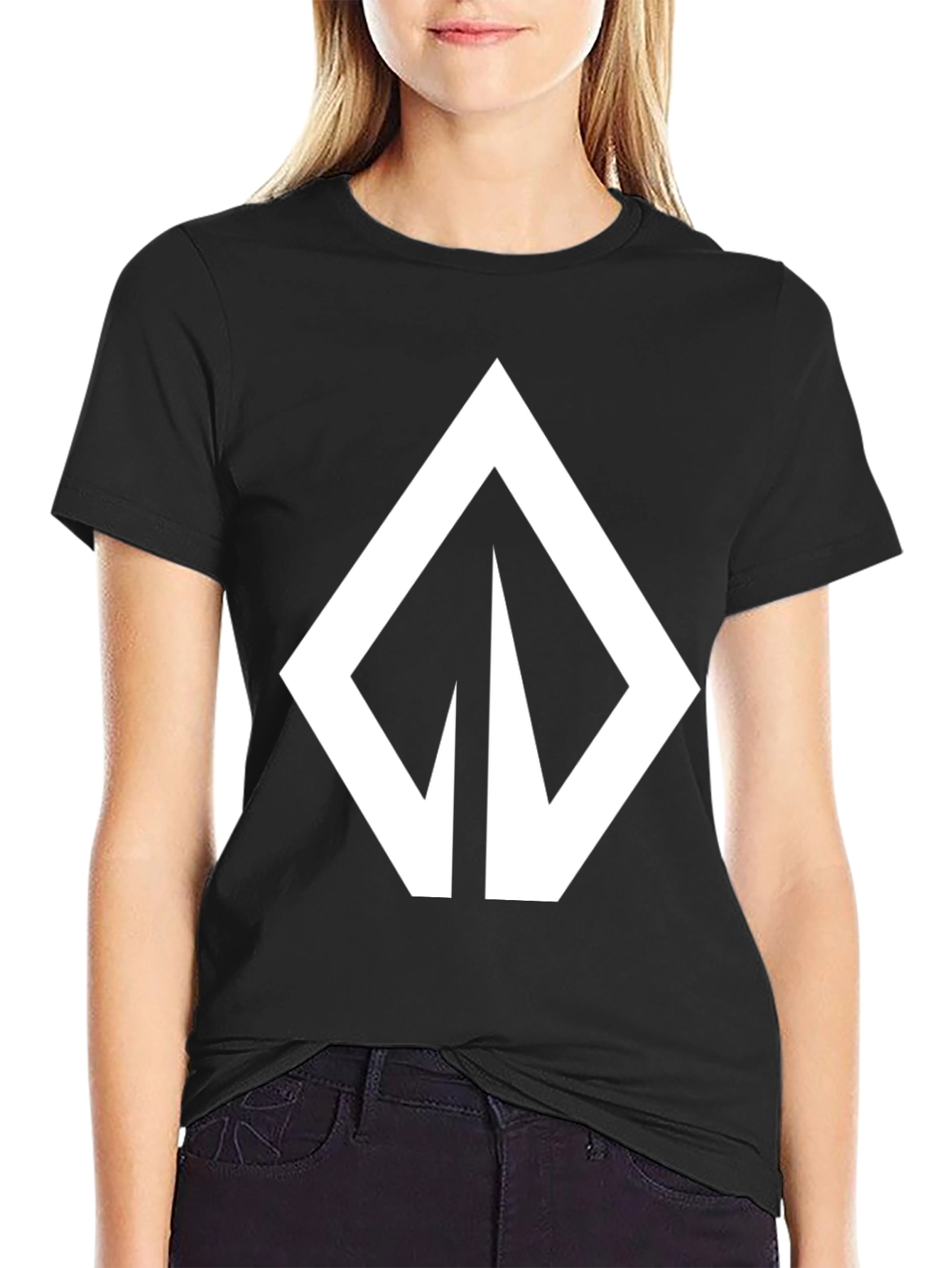 Black Bold Graphic Tee - Modern Arrow Design, Black view 2