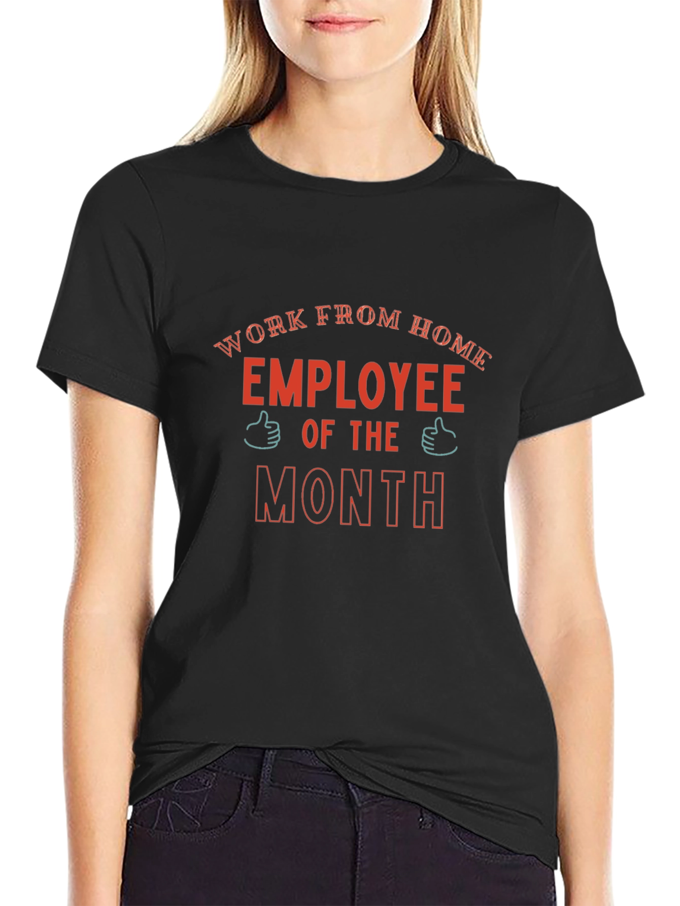 Black Work From Home Employee of the Month T-Shirt view 2