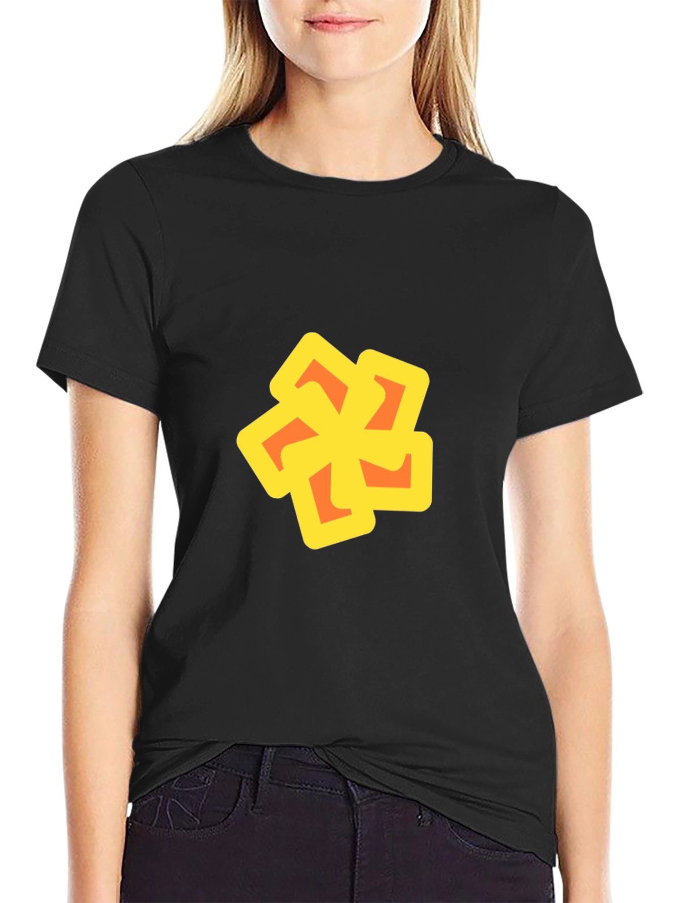 Black Abstract Graphic Black T-Shirt view 2