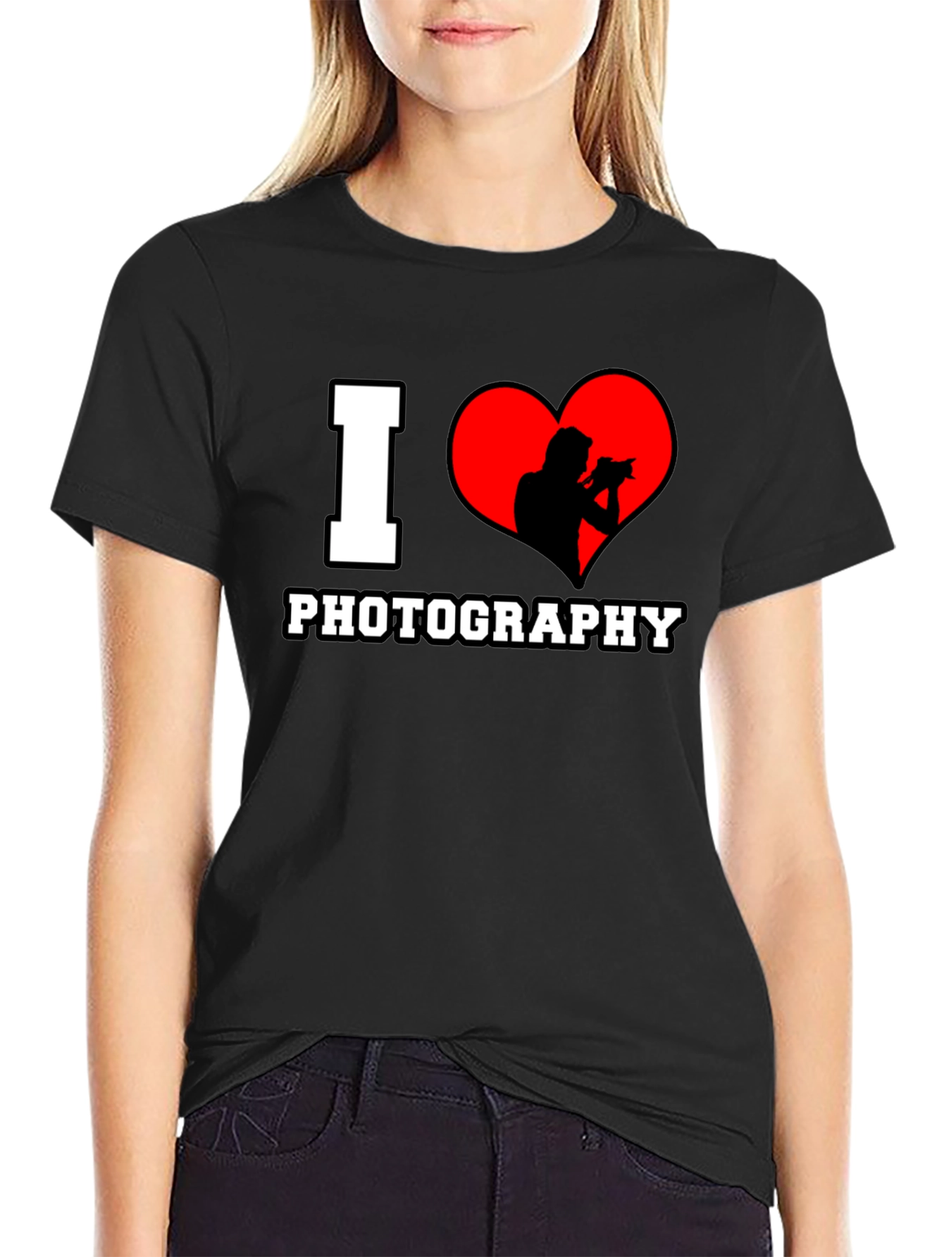 Black I Heart Photography Black T-Shirt view 2
