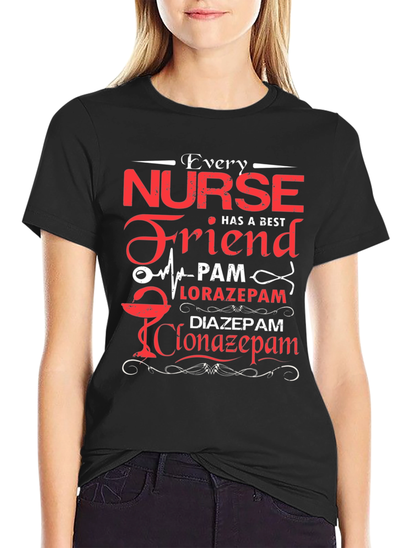 Black Every Nurse Has a Best Friend T-Shirt view 2
