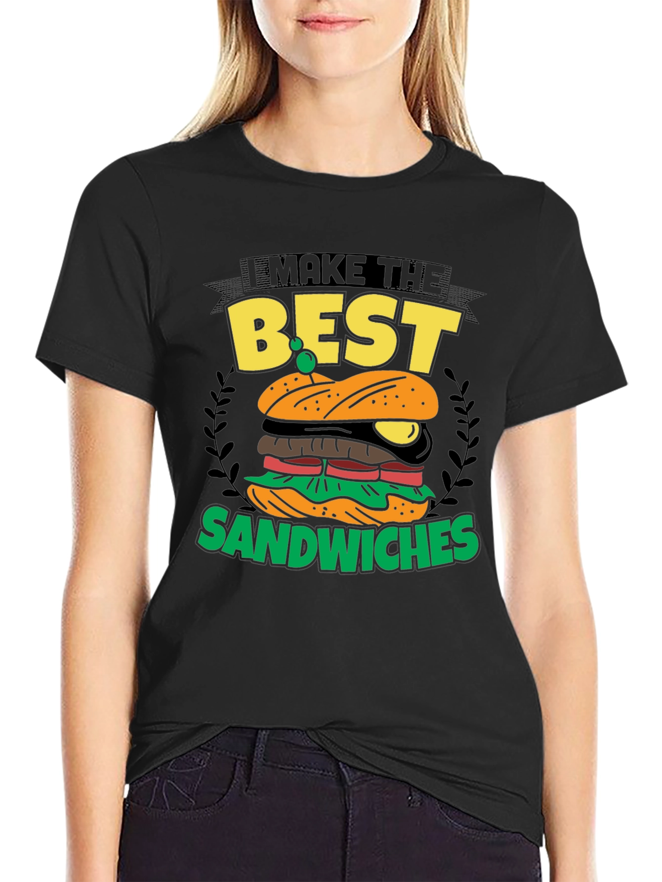Black I Make the Best Sandwiches Black Graphic T-Shirt view 2