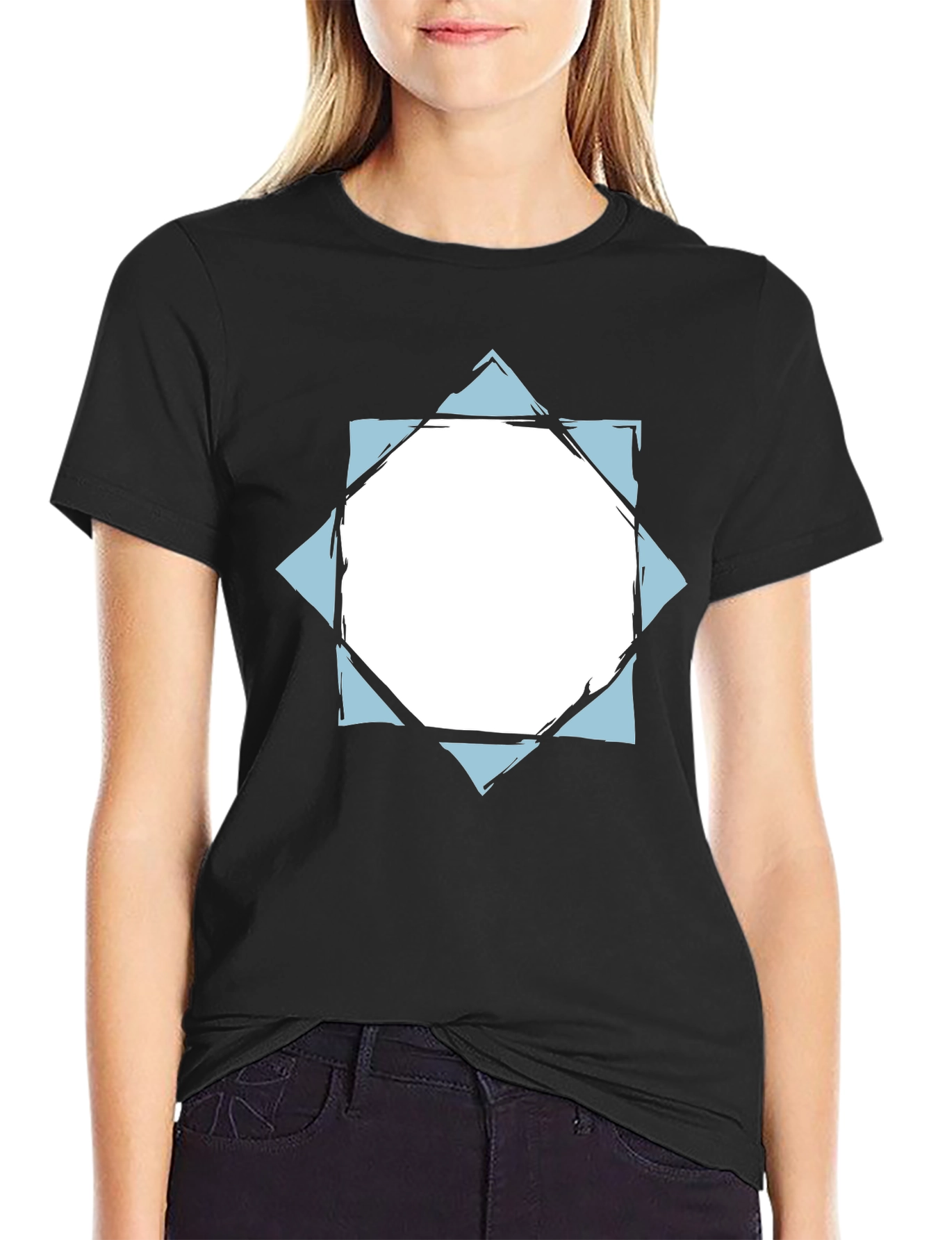 Black Abstract Graphic Print Black T-Shirt view 2