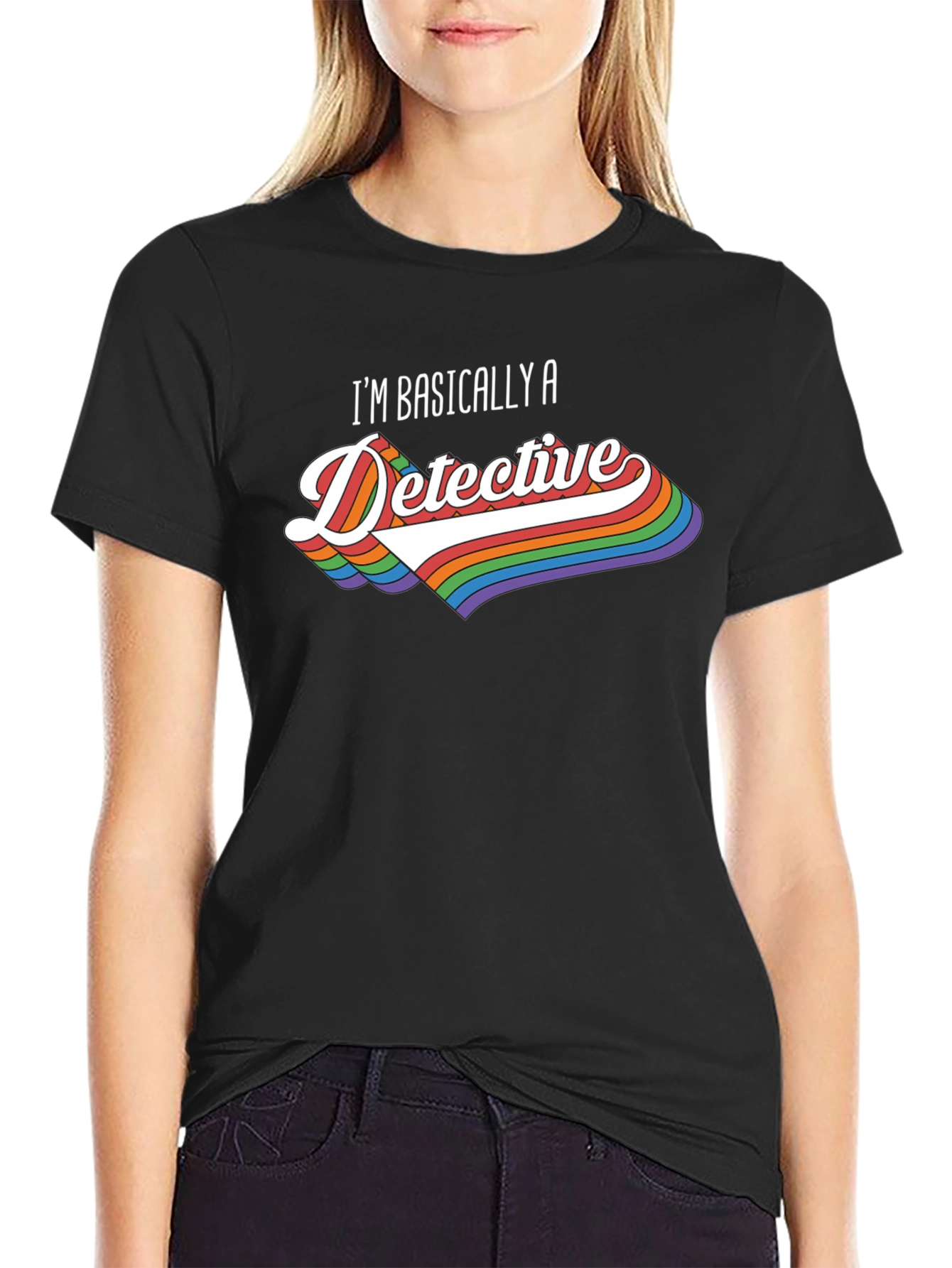 Black Detective Rainbow Graphic T-Shirt view 2
