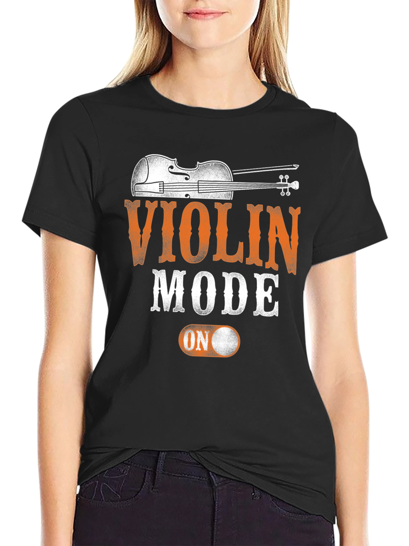 Black Violin Mode On T-Shirt | Musician Apparel view 2