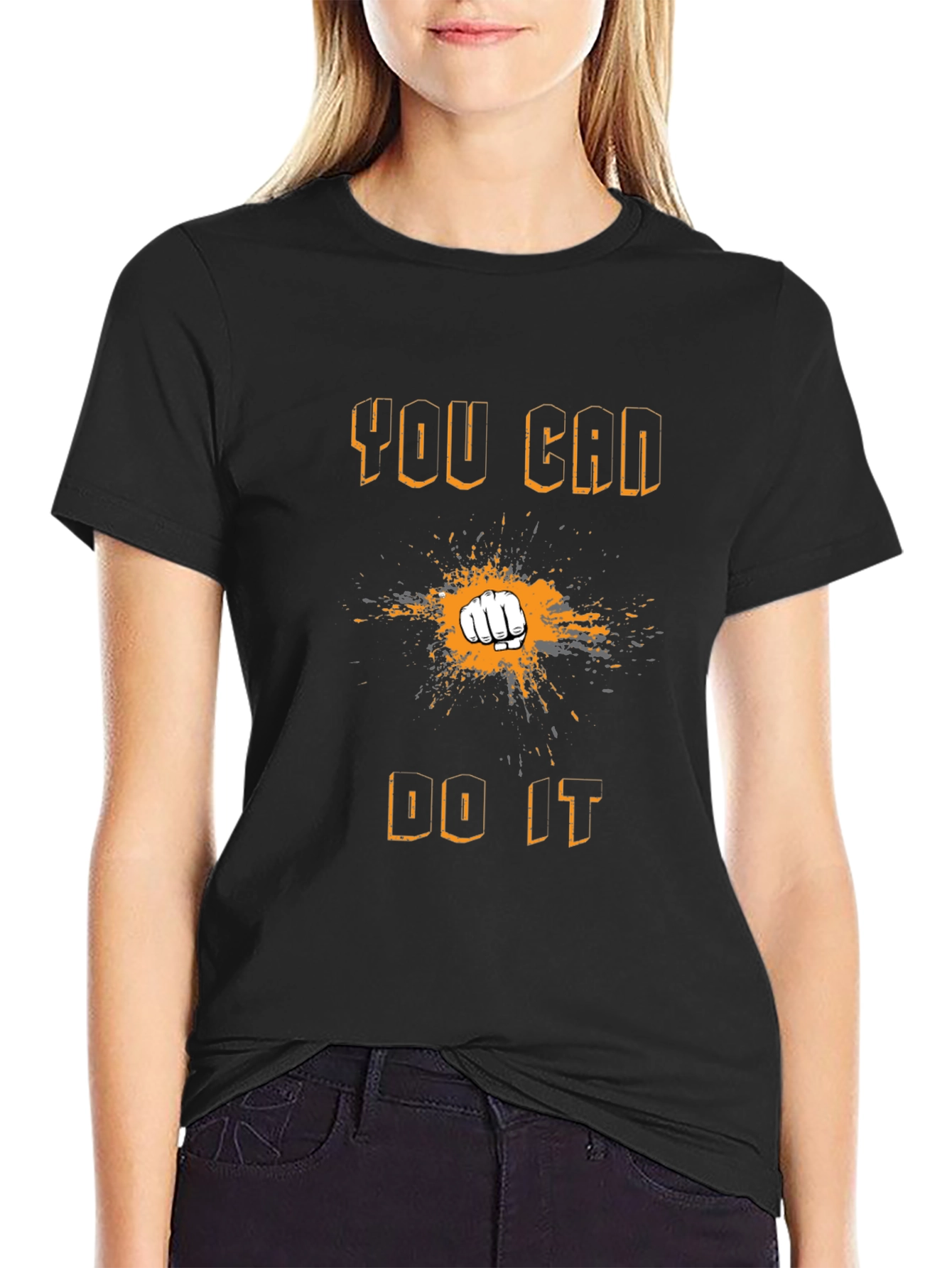 Black Motivational 'You Can Do It' Graphic Tee view 2