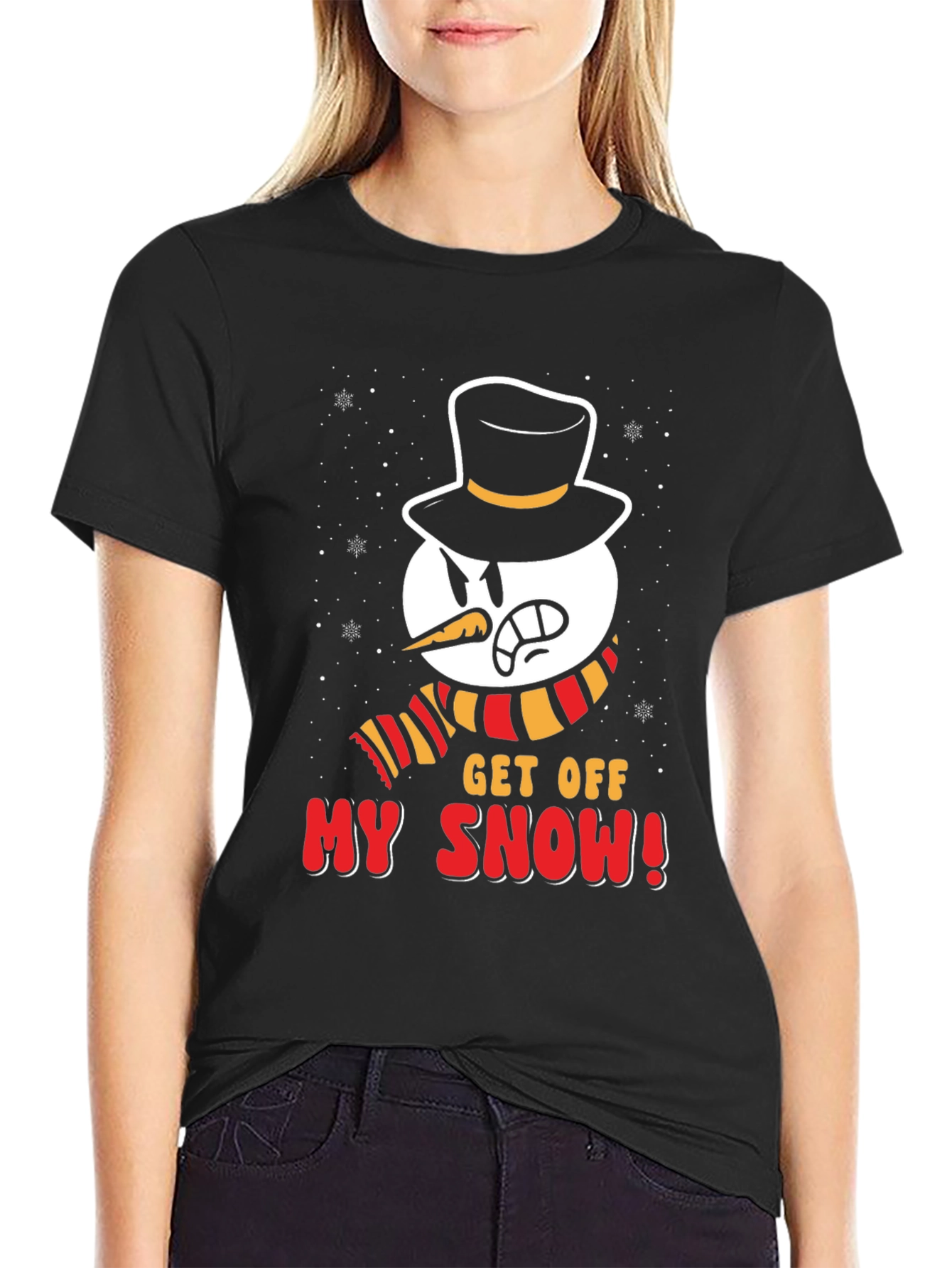 Black Get Off My Snow! Graphic Tee view 2