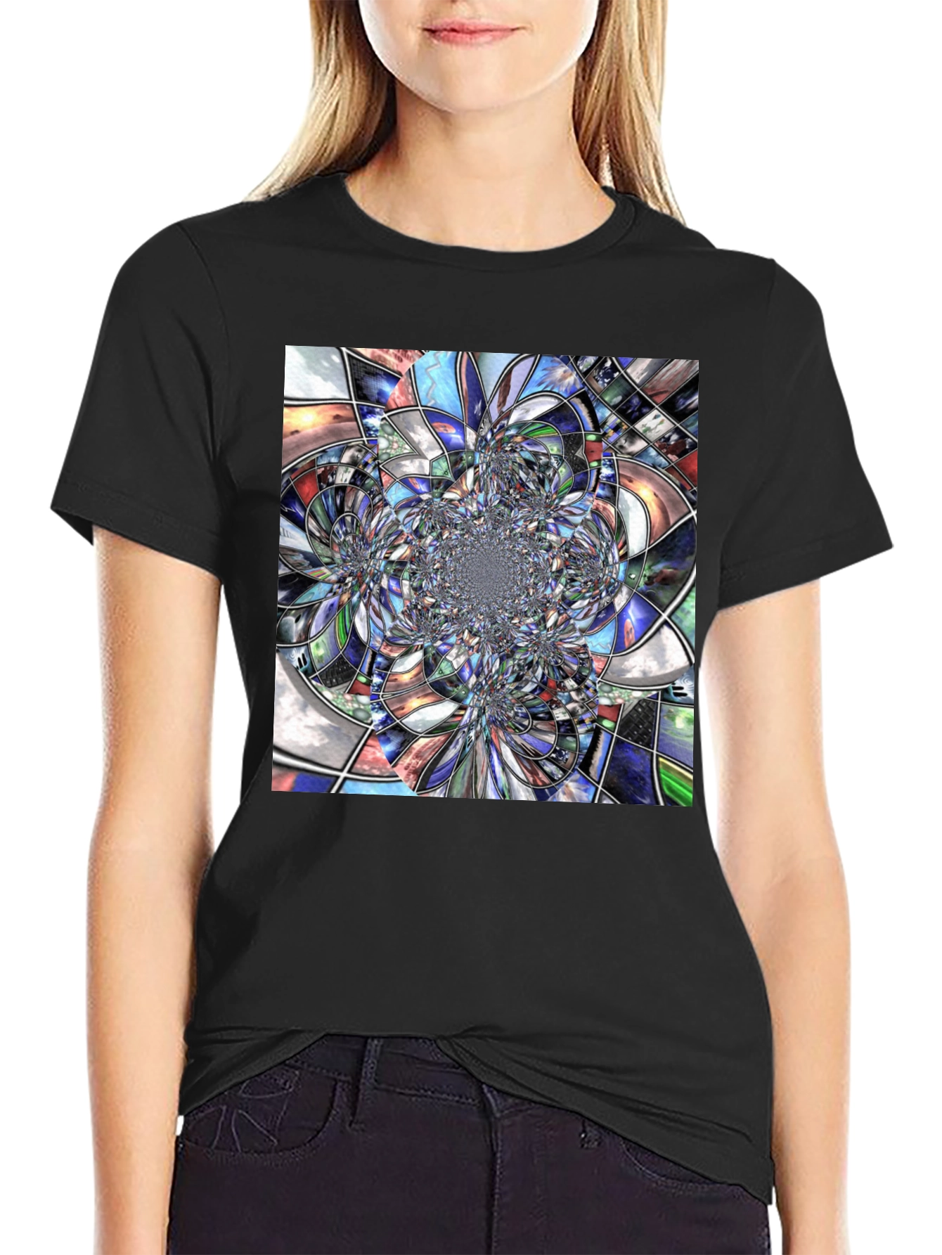 Abstract Fractal Art Black T-Shirt - 2