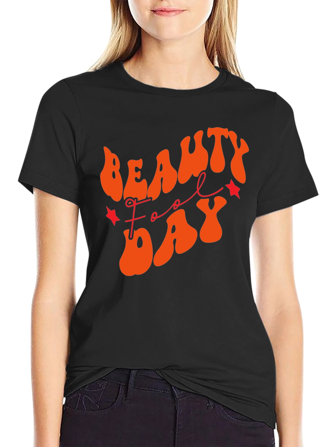 Black Beauty Fool Day T-Shirt - Retro Orange Graphic Tee view 2