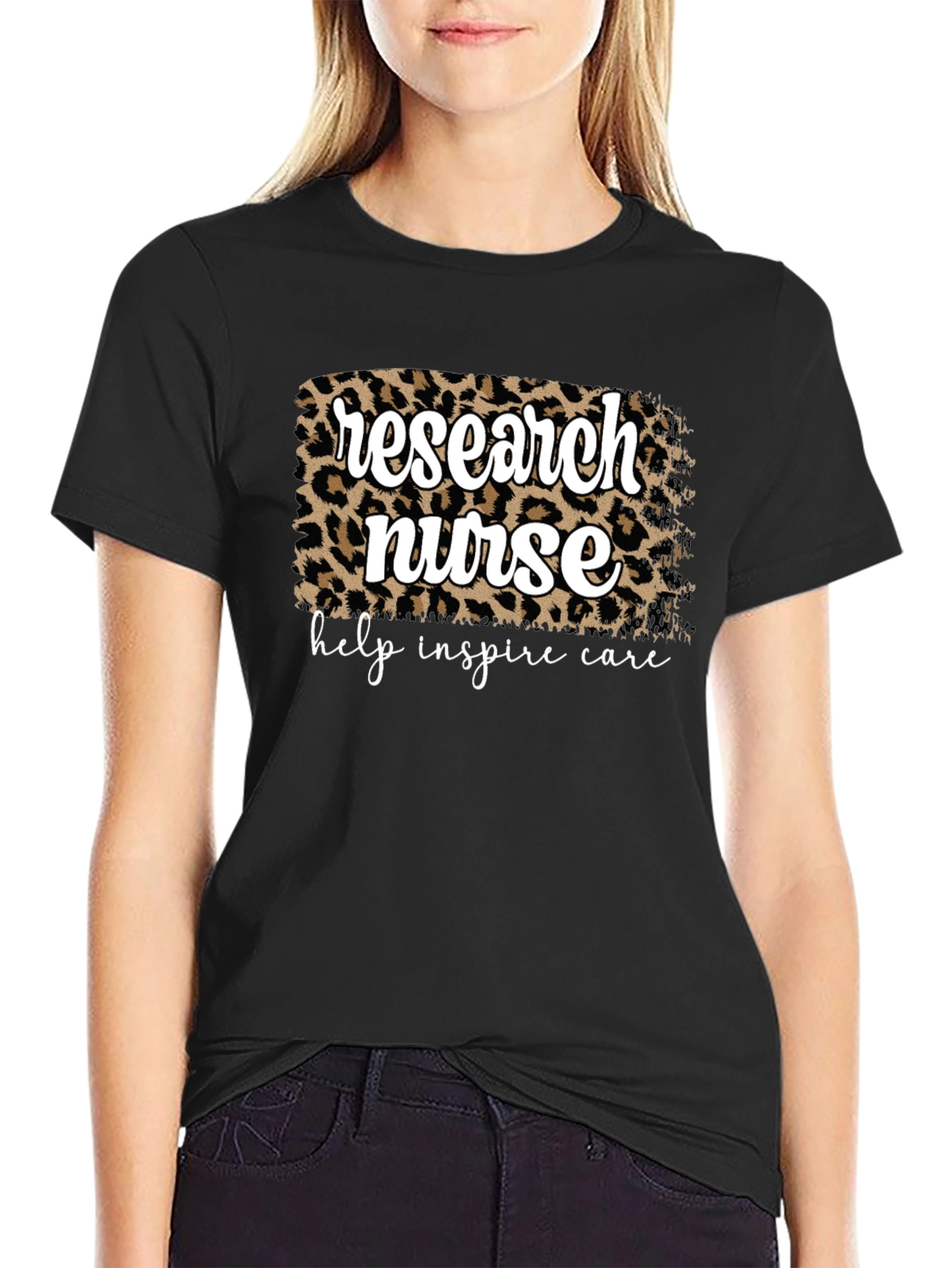Black Research Nurse Leopard Print T-Shirt view 2